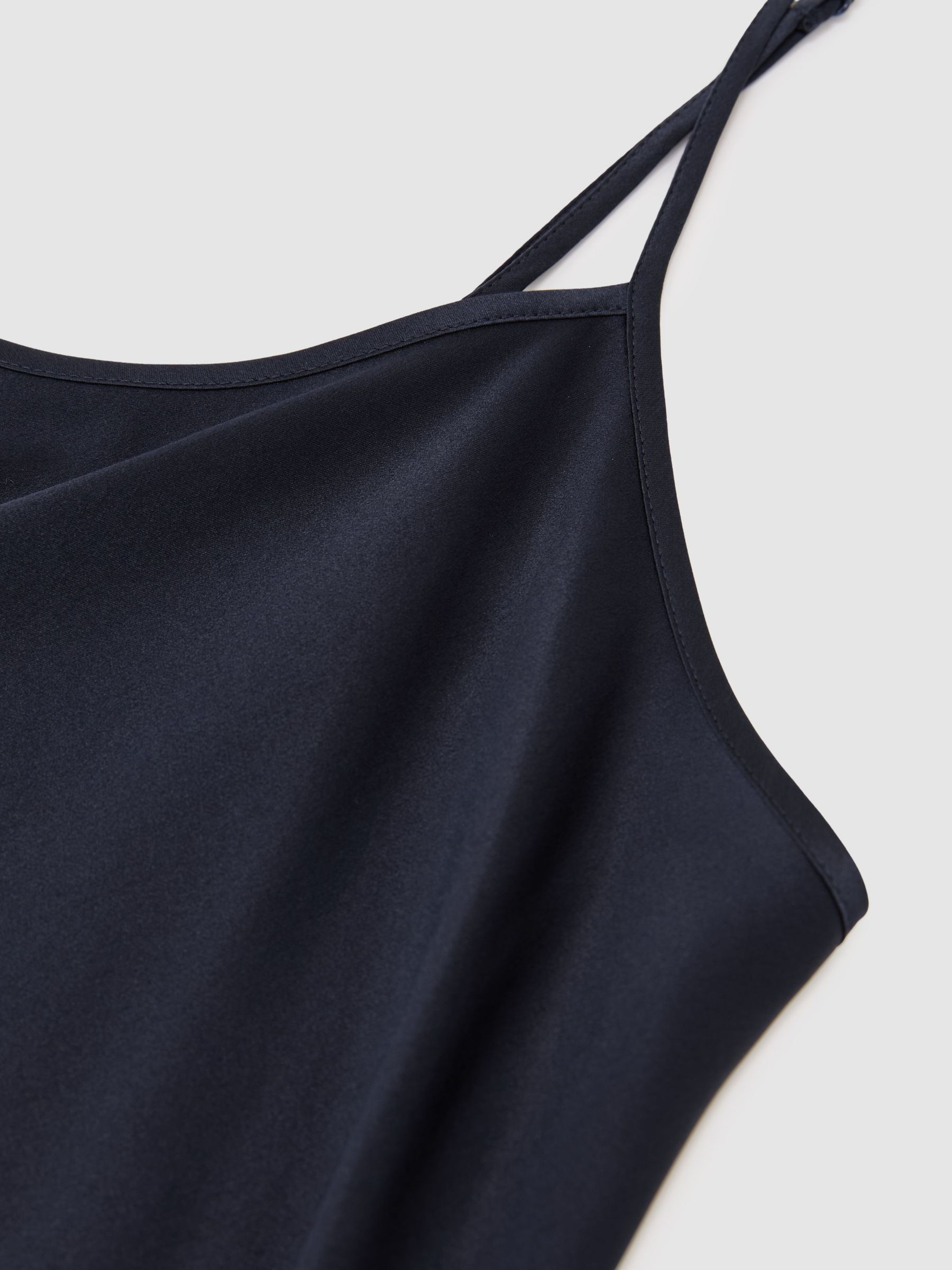Silk Cami Top in Navy - Image 5 of 5