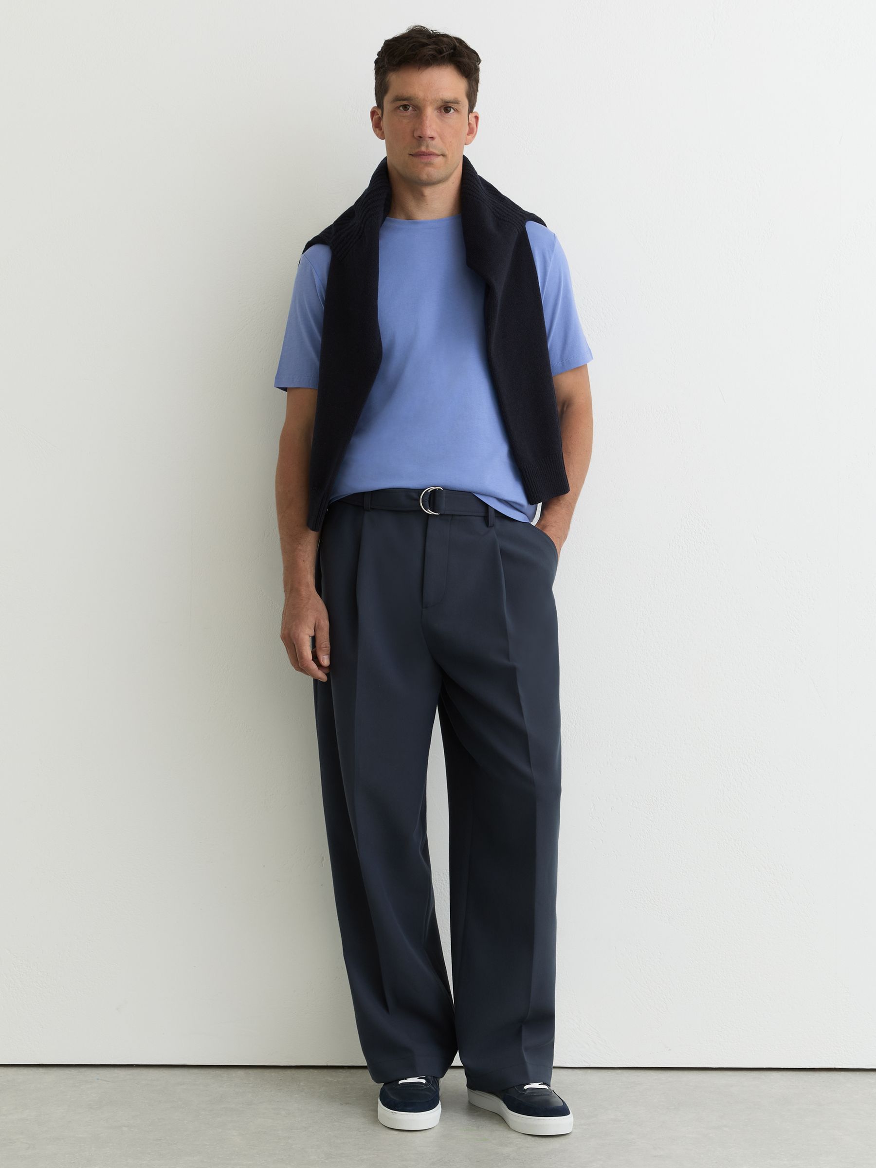 Cotton Crew-Neck Tailored-Fit T-Shirt in Cornflower Blue - Image 3 of 6