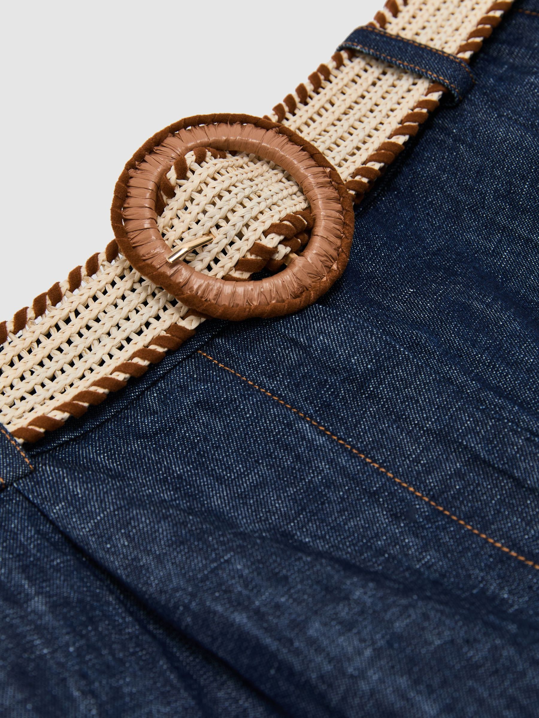Cotton-Linen Belted Shorts in Indigo - image 3