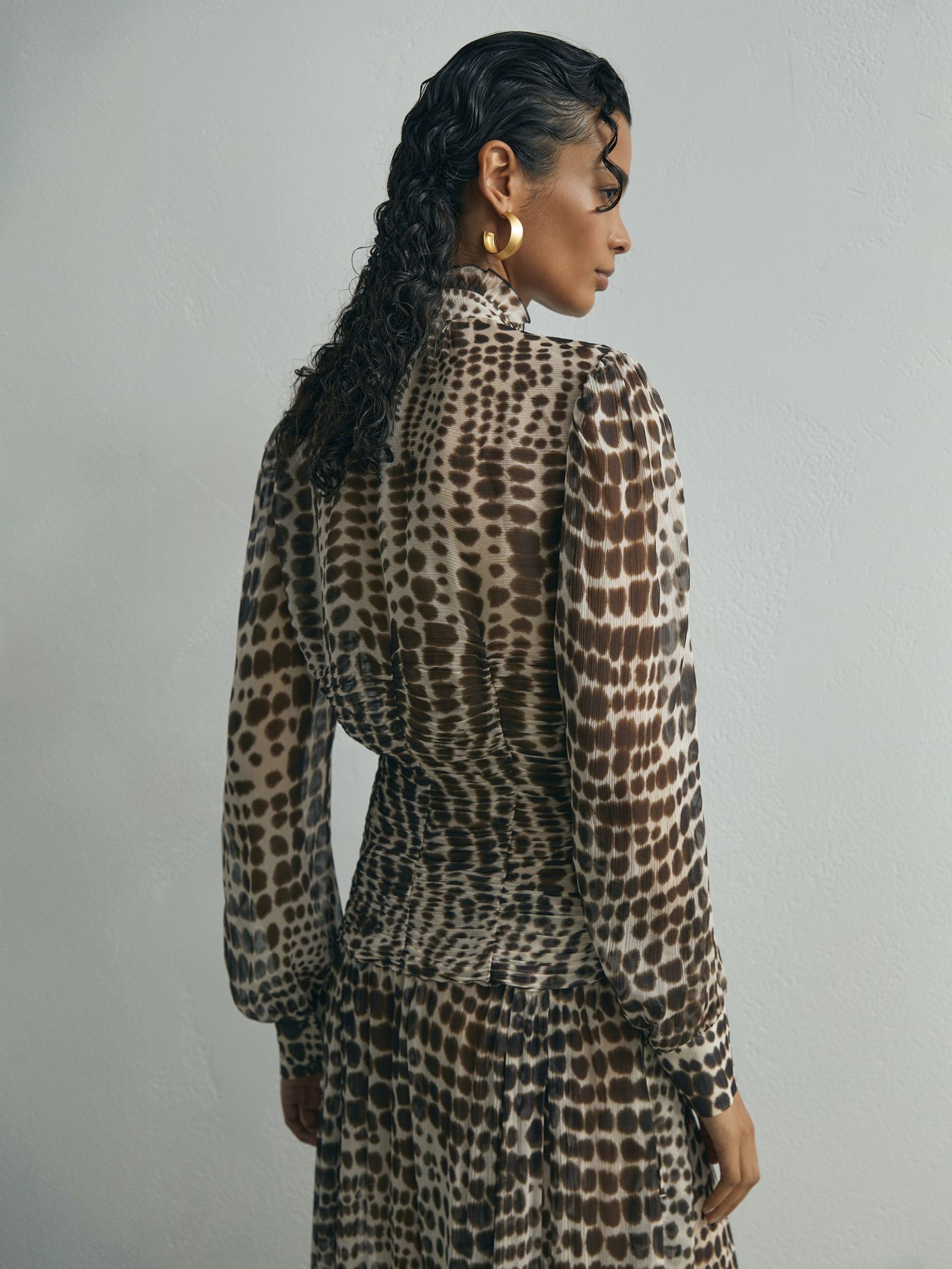 Atelier Silk-Blend Ruffled Blouse in Animal Print - image 4