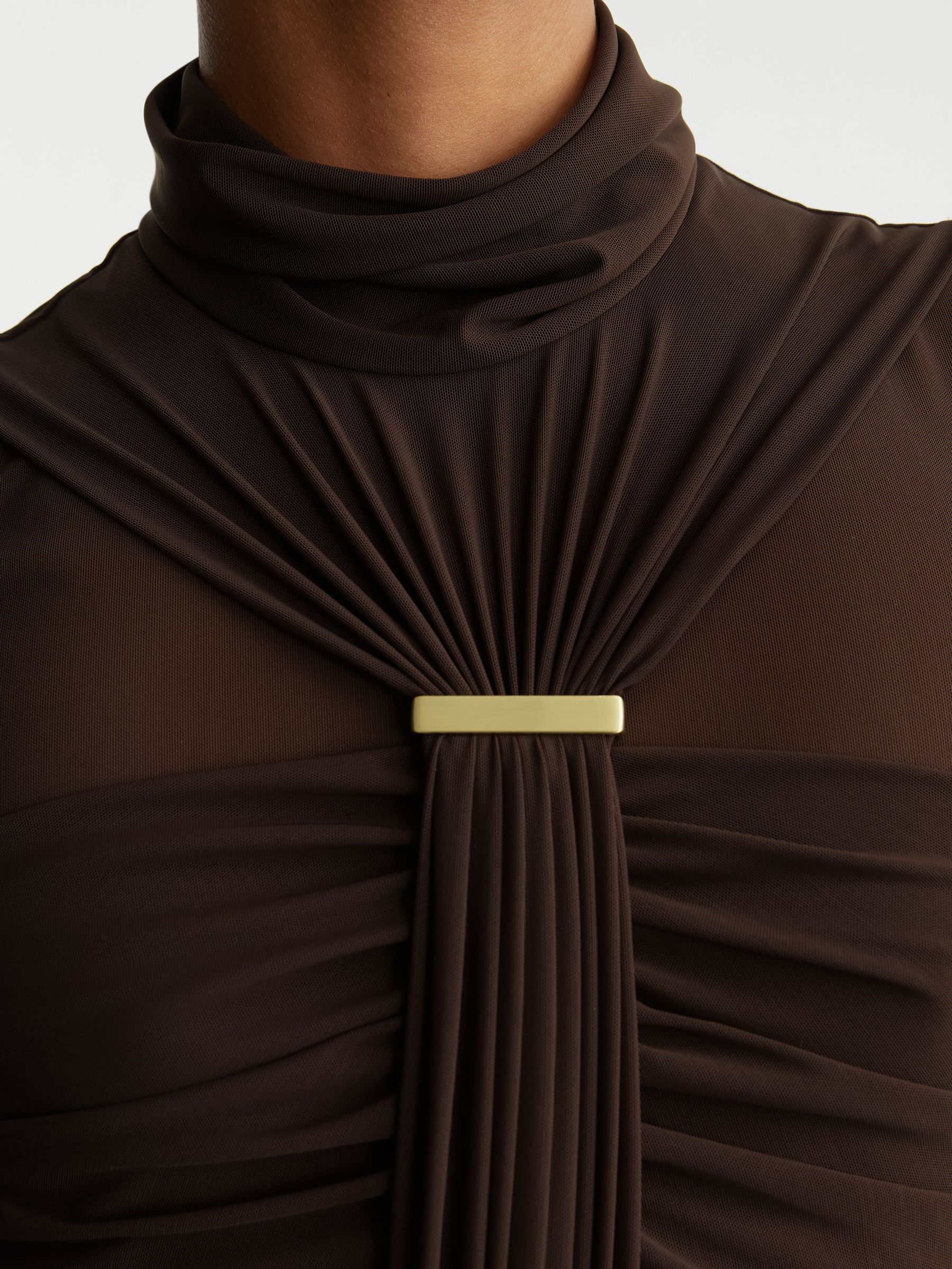 Ruched Sleeveless Maxi Dress in Chocolate Brown - image 5