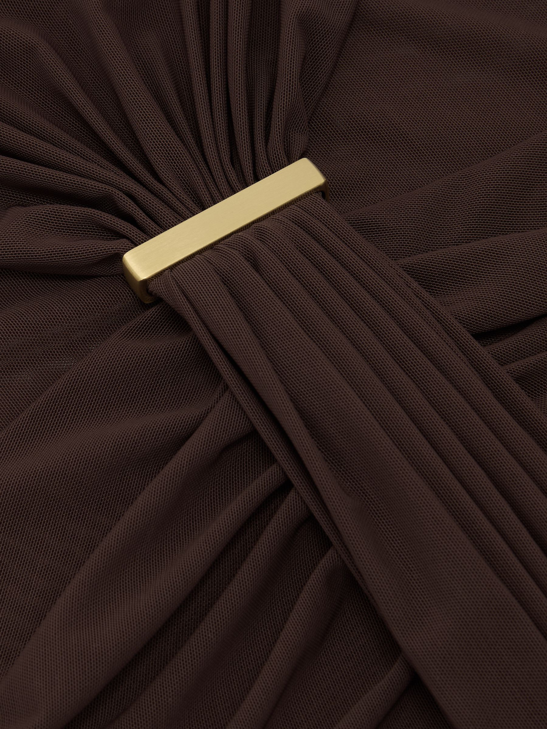 Petite Ruched Sleeveless Maxi Dress in Chocolate Brown - Image 6 of 7