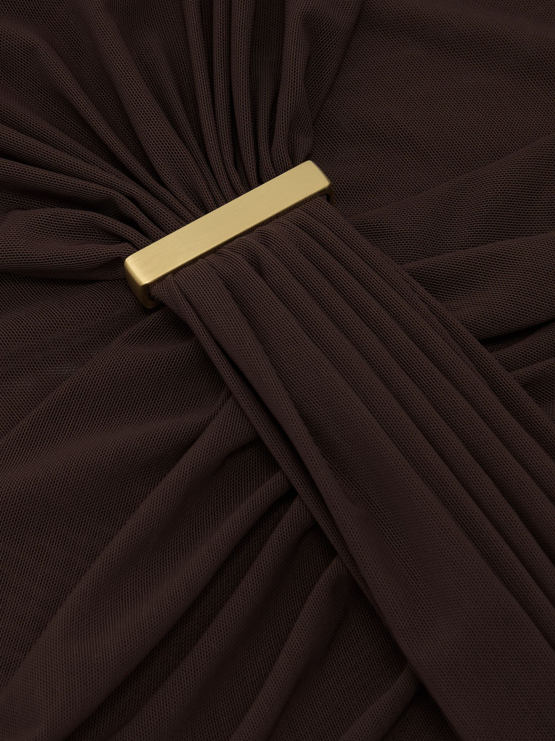 Petite Ruched Sleeveless Maxi Dress in Chocolate Brown - image 4