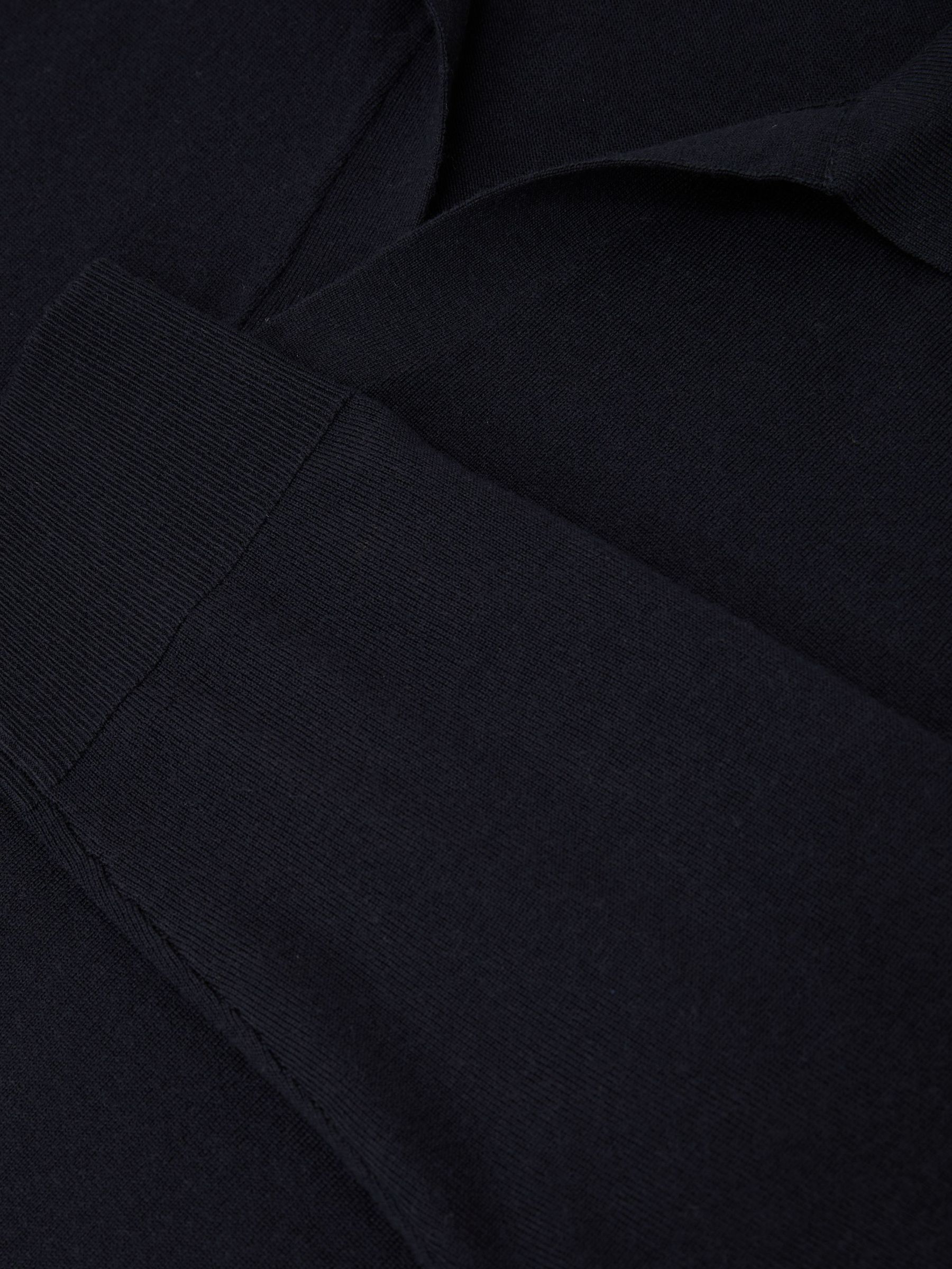 Merino Wool Open-Collar Polo Jumper in Navy - Image 6 of 6