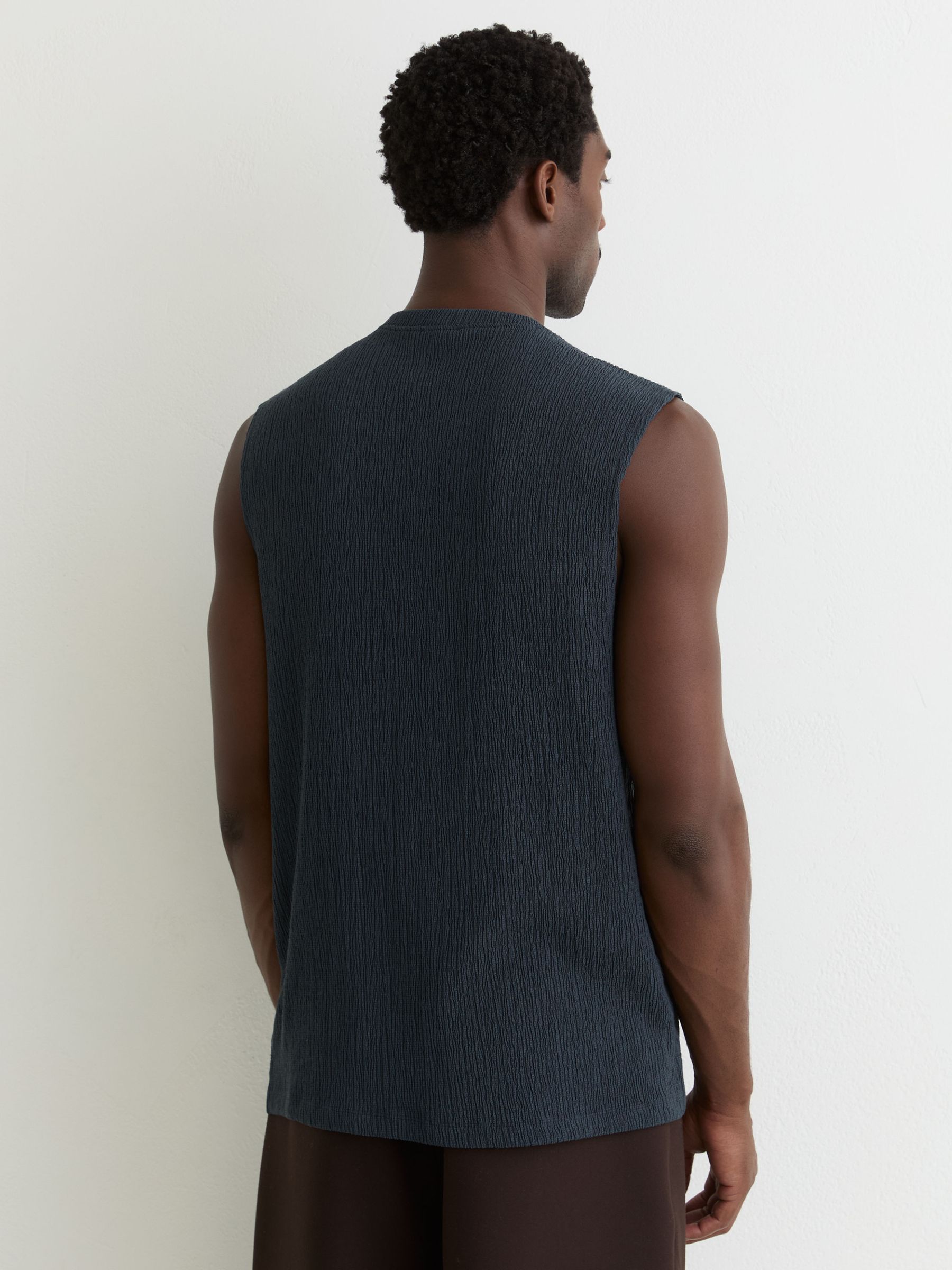 Textured Crew-Neck Vest in Airforce Blue - Image 5 of 6