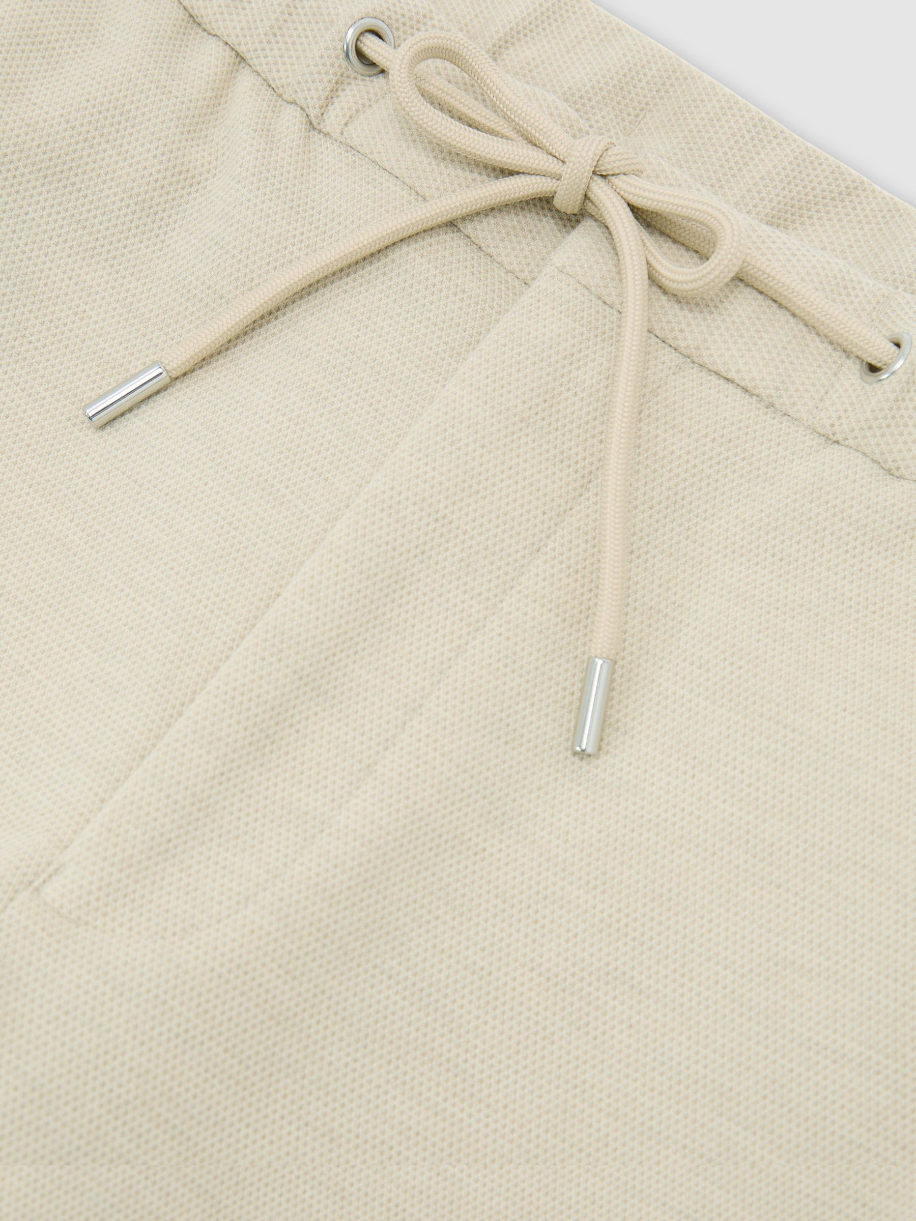 Tailored Fit Textured Jersey Drawstring Suit Trousers in Stone - image 3