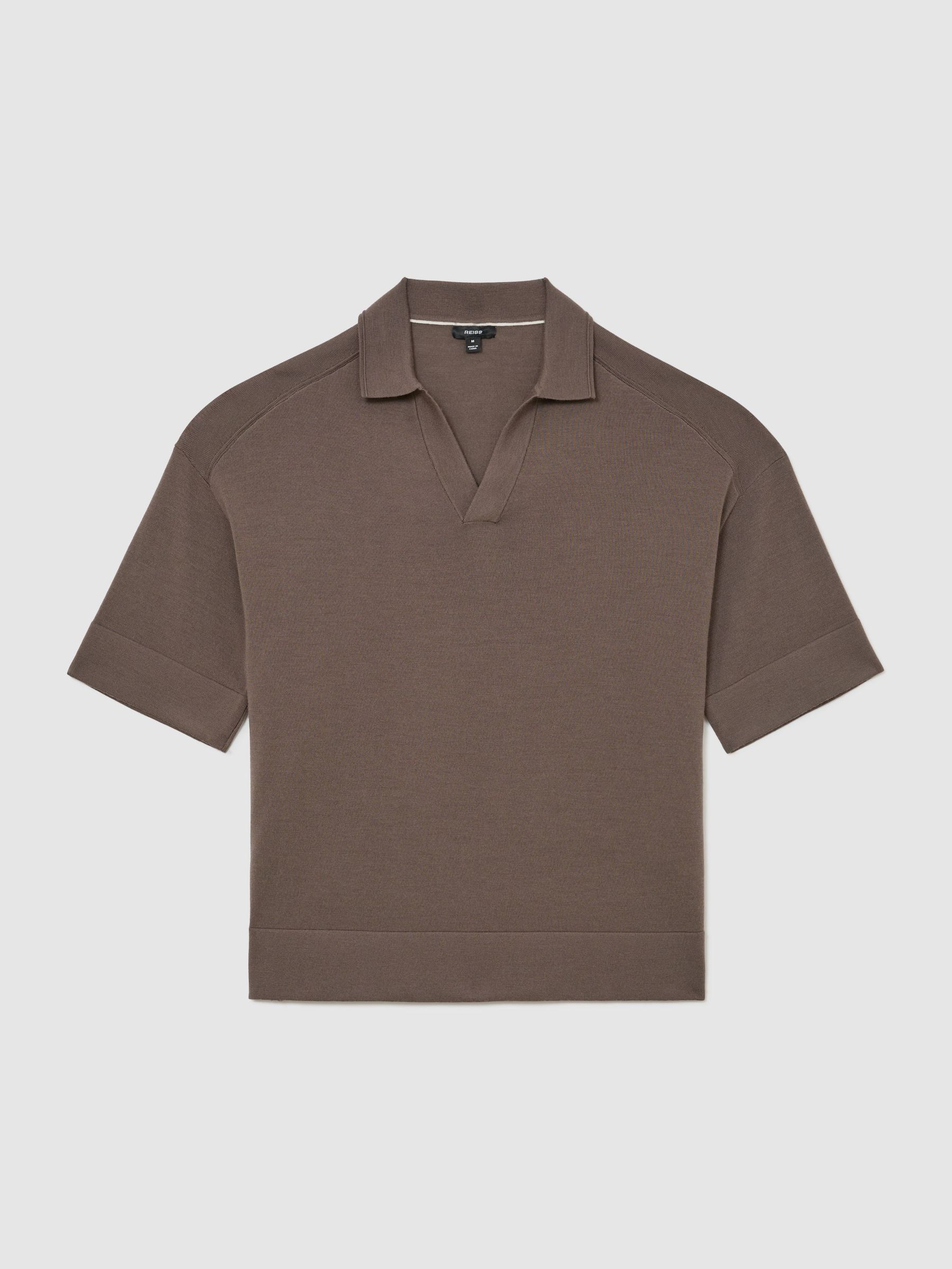 Merino Wool Relaxed Polo Jumper in Ridge Brown - Image 2 of 6 Merino Wool Relaxed Polo Jumper in Ridge Brown - Image 2 of 6