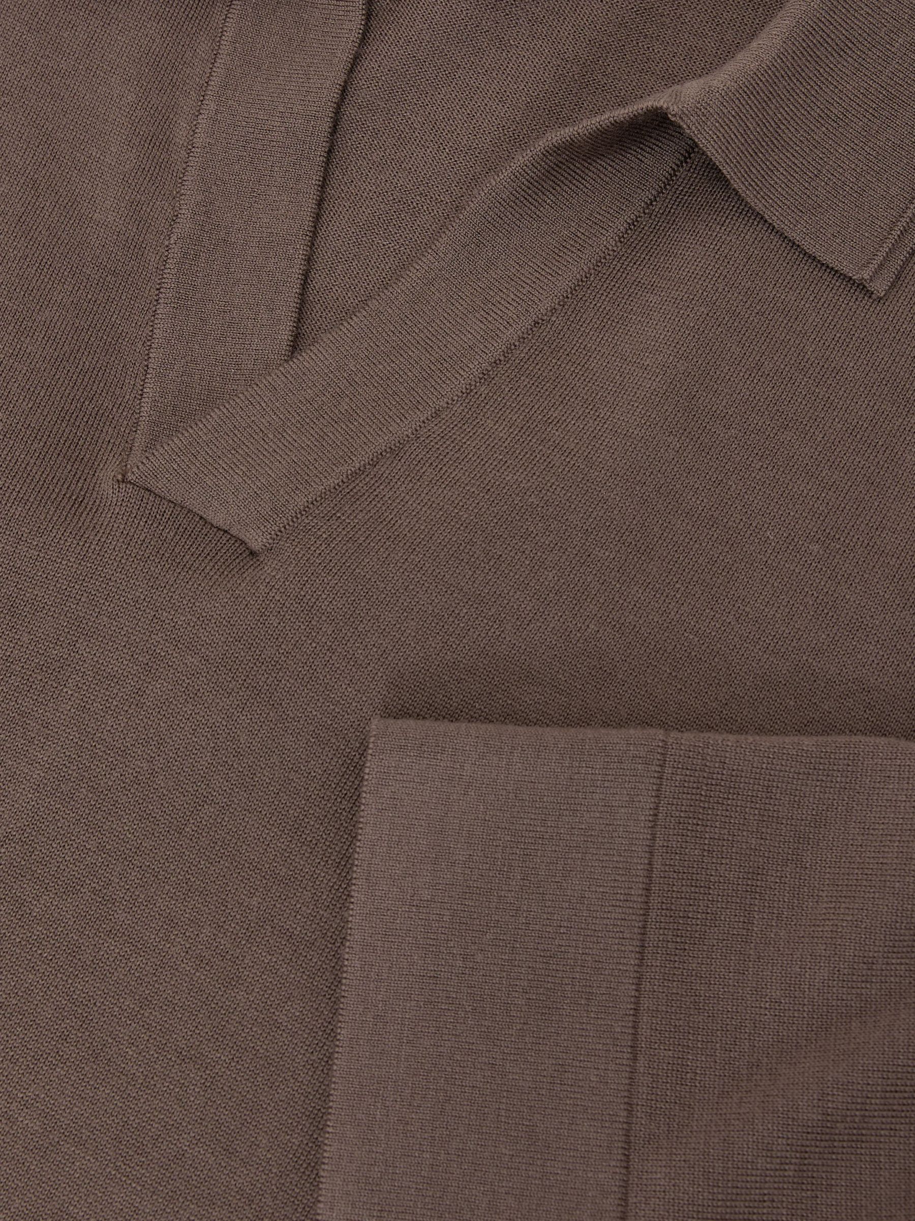 Merino Wool Relaxed Polo Jumper in Ridge Brown - Image 6 of 6