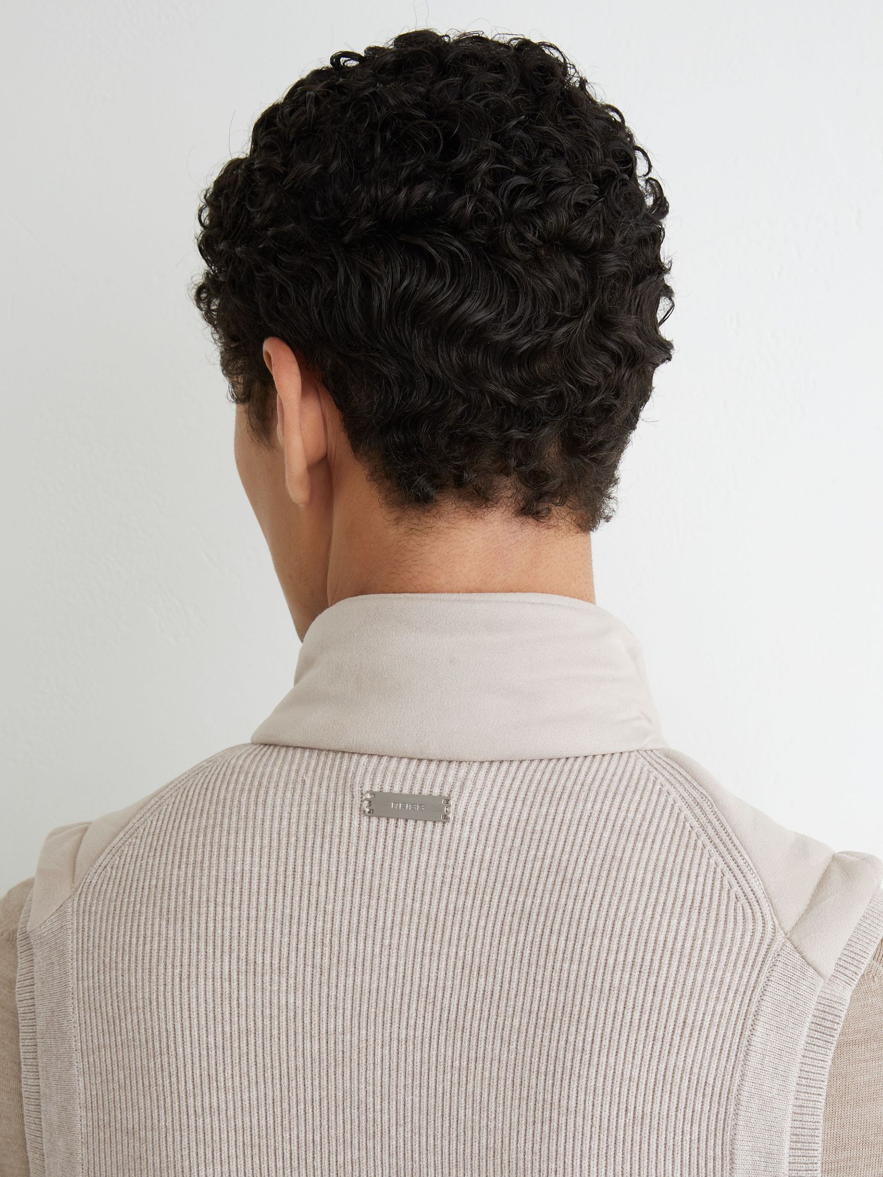 Funnel-Neck Quilted Gilet in Oatmeal - image 5