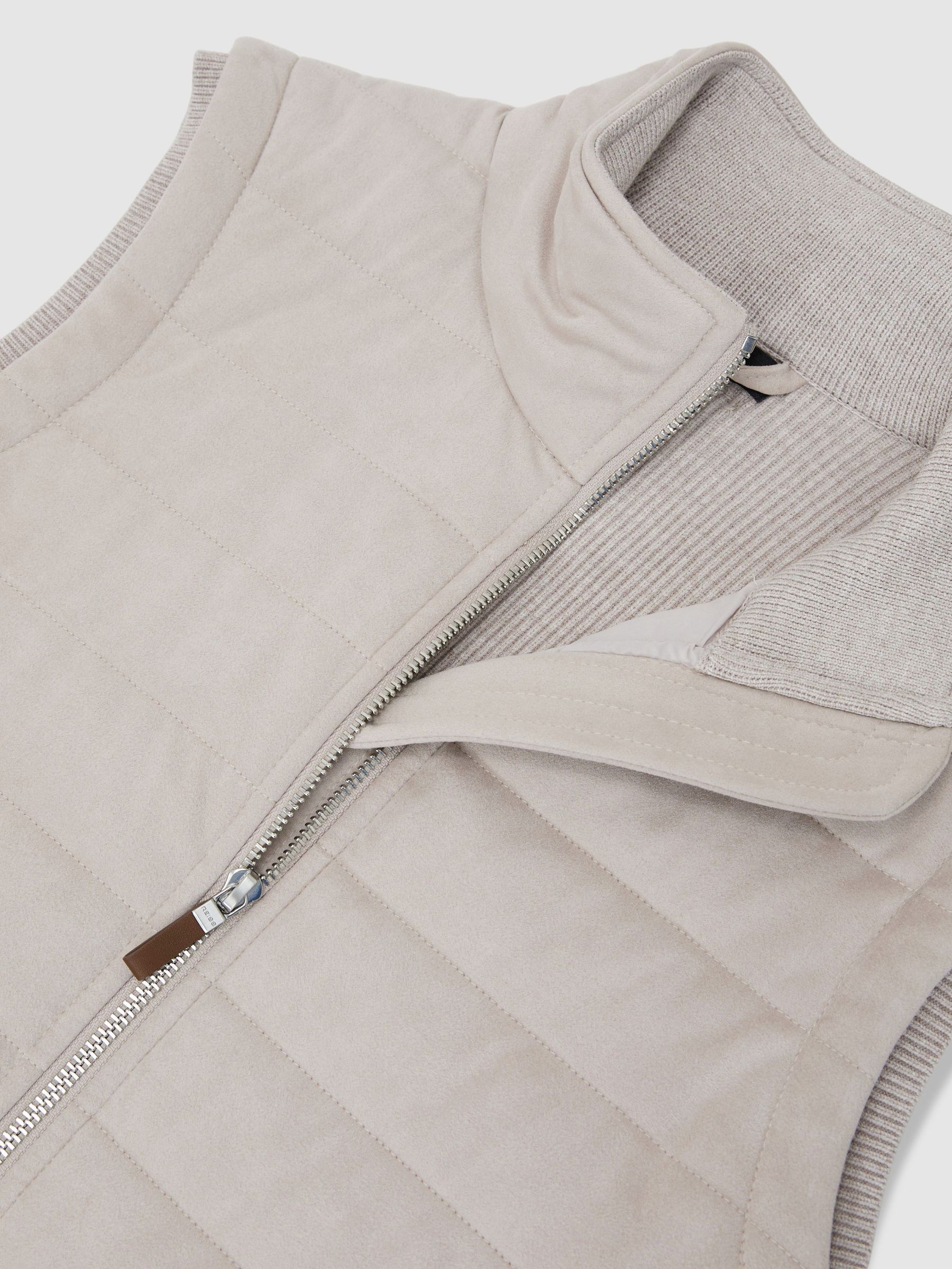 Funnel-Neck Quilted Gilet in Oatmeal - image 3