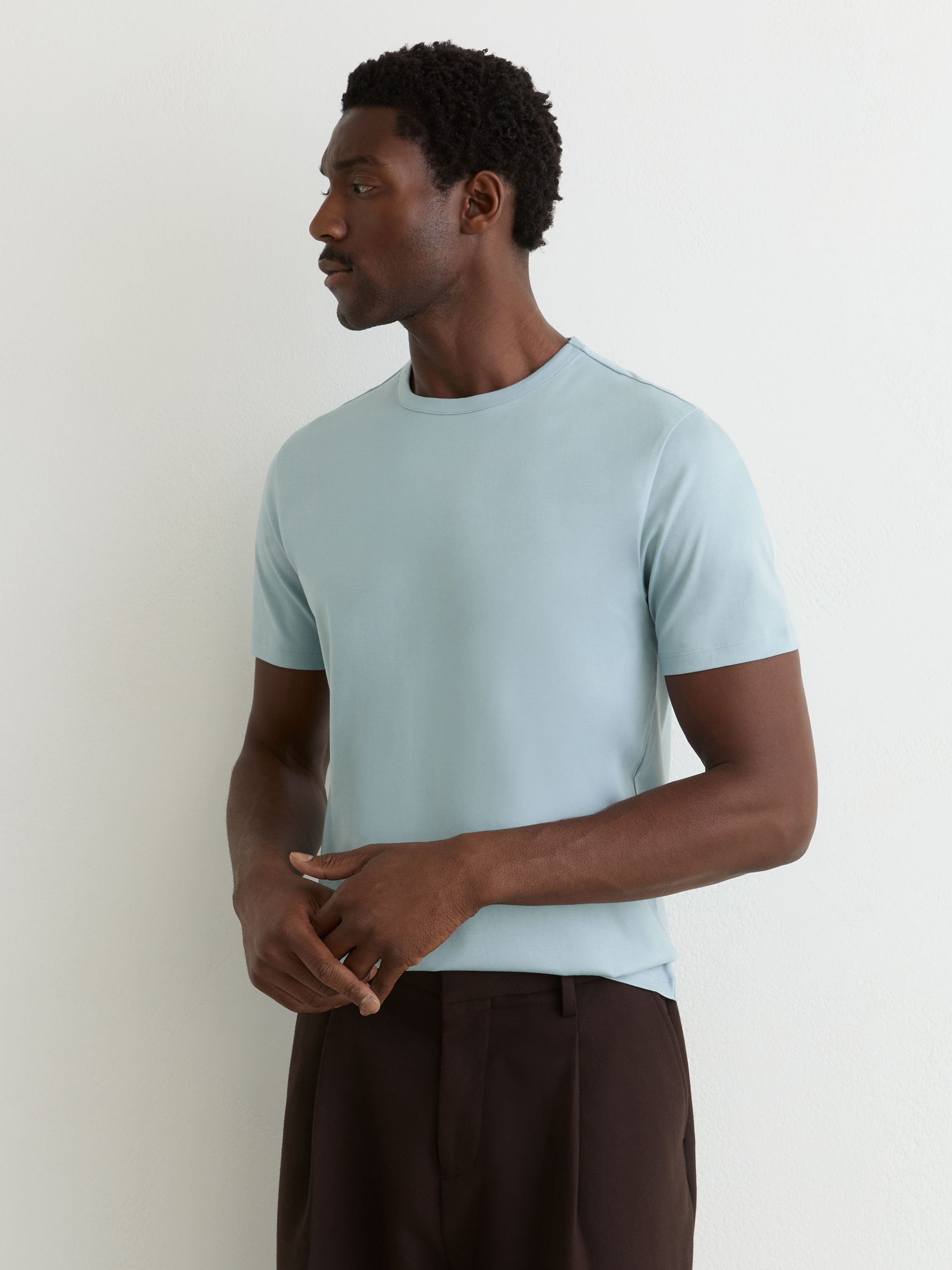Air-Water Cotton Tailored-Fit T-Shirt in Powder Blue - Image 3 of 6