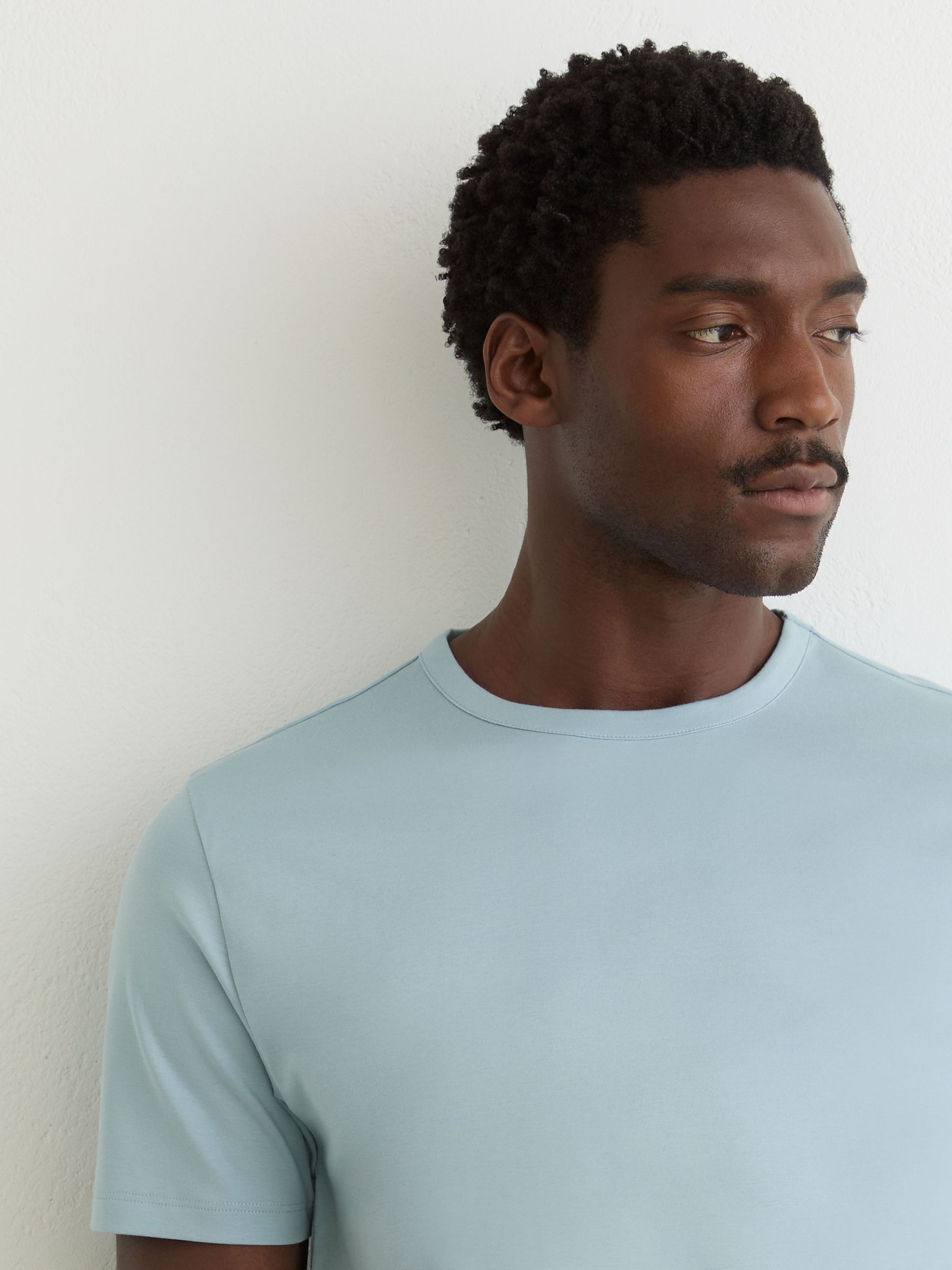 Air-Water Cotton Tailored-Fit T-Shirt in Powder Blue - Image 4 of 6