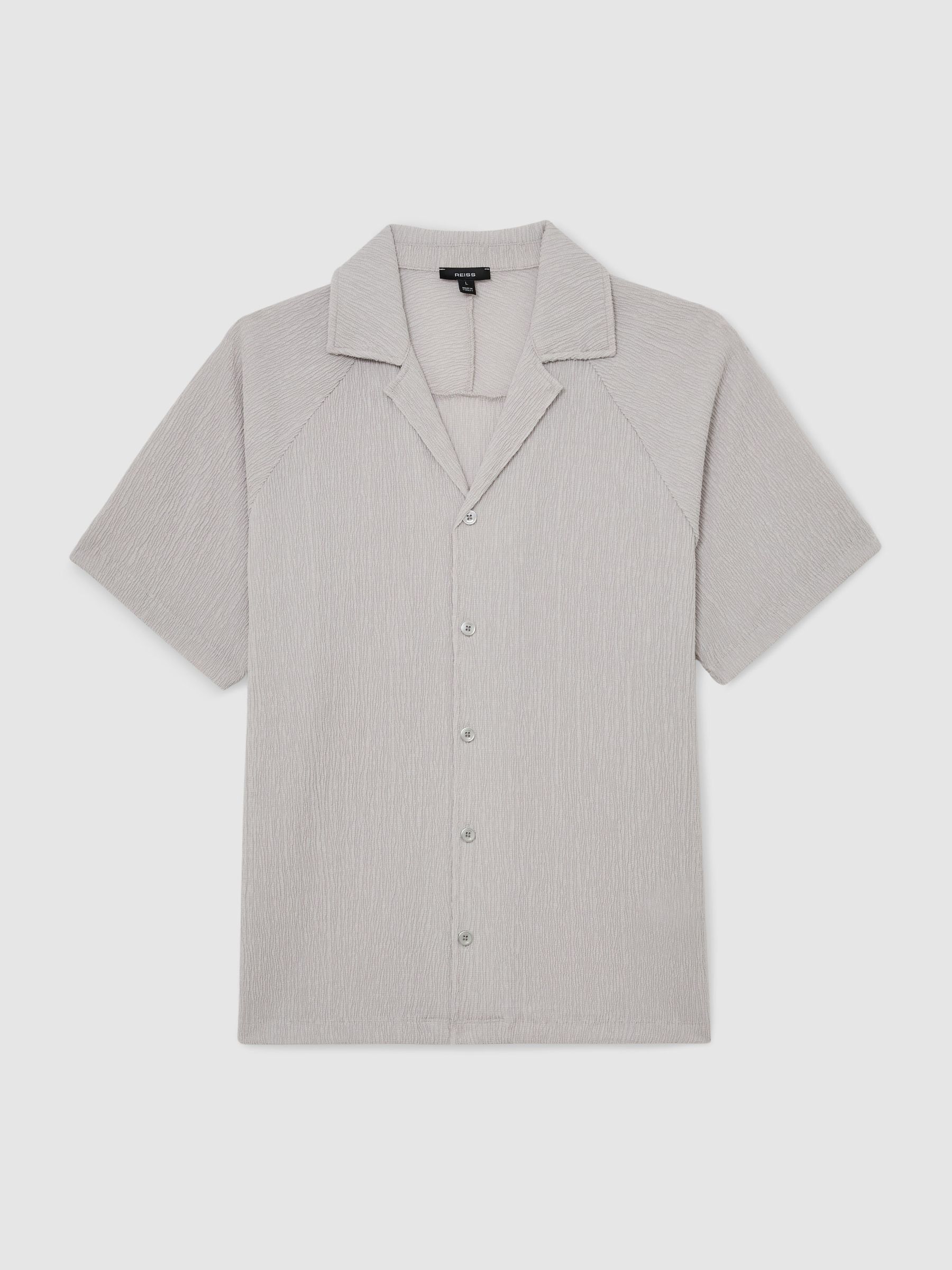 Textured Raglan Cuban-Collar Shirt in Silver - Image 2 of 6
