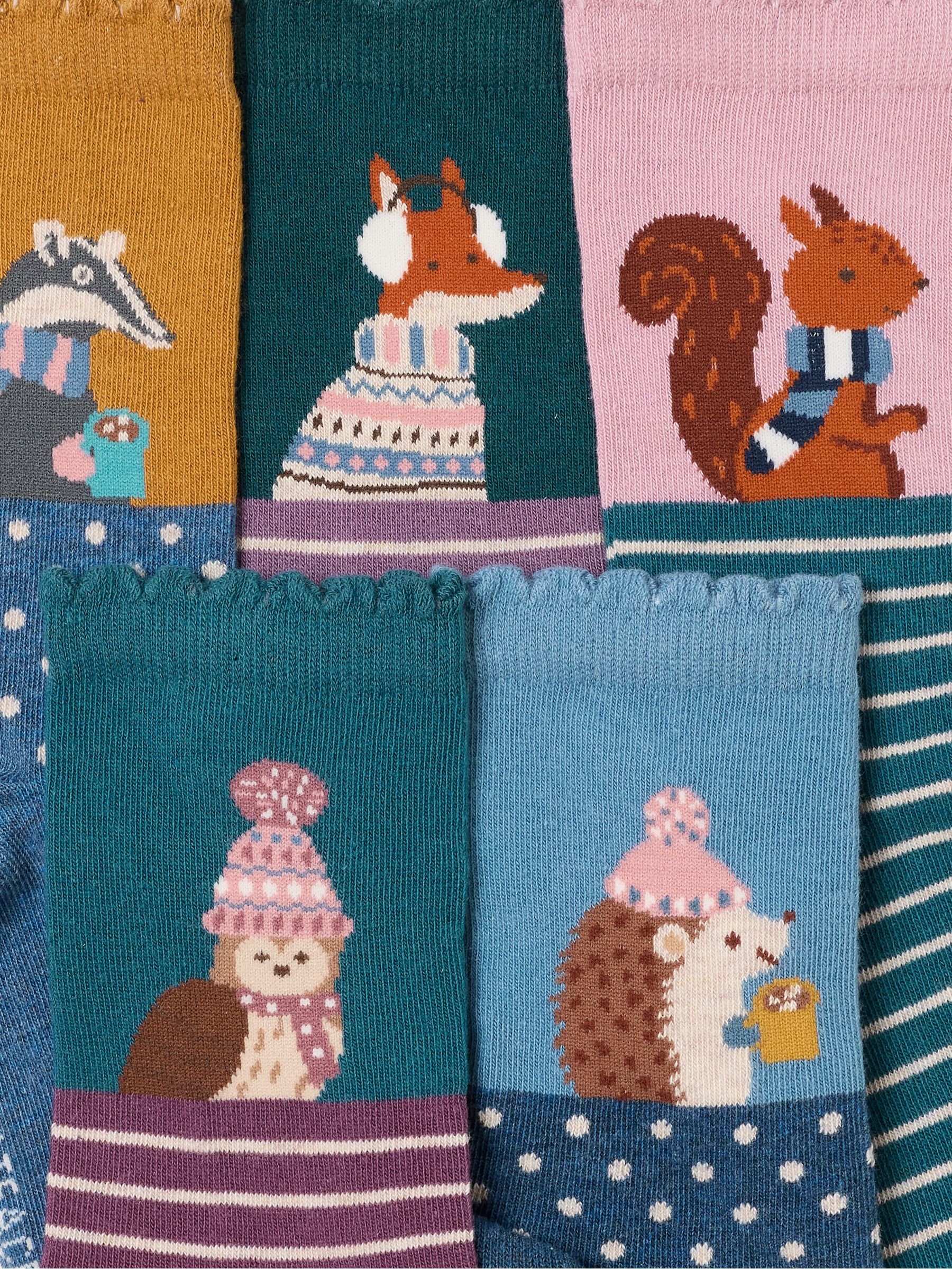 Multi Colour 5 Pairs of Woodland Socks - Image 3 of 3