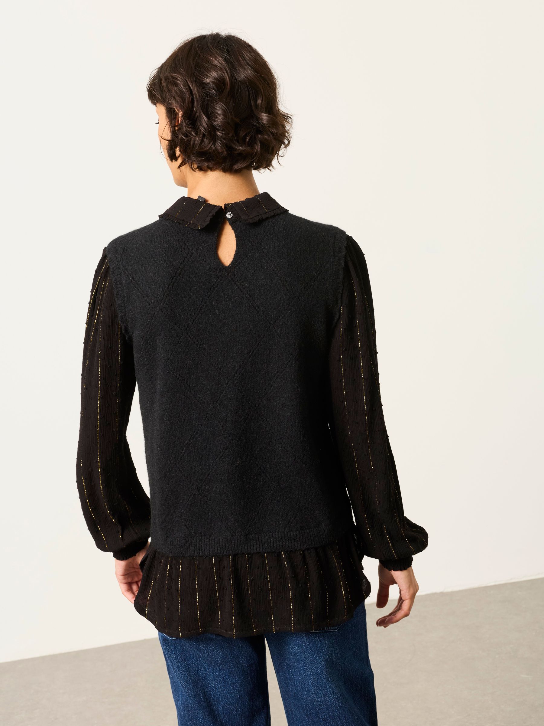 Pia Black Sparkle Double Layer Knitted Tank Shirt - Image 2 of 5