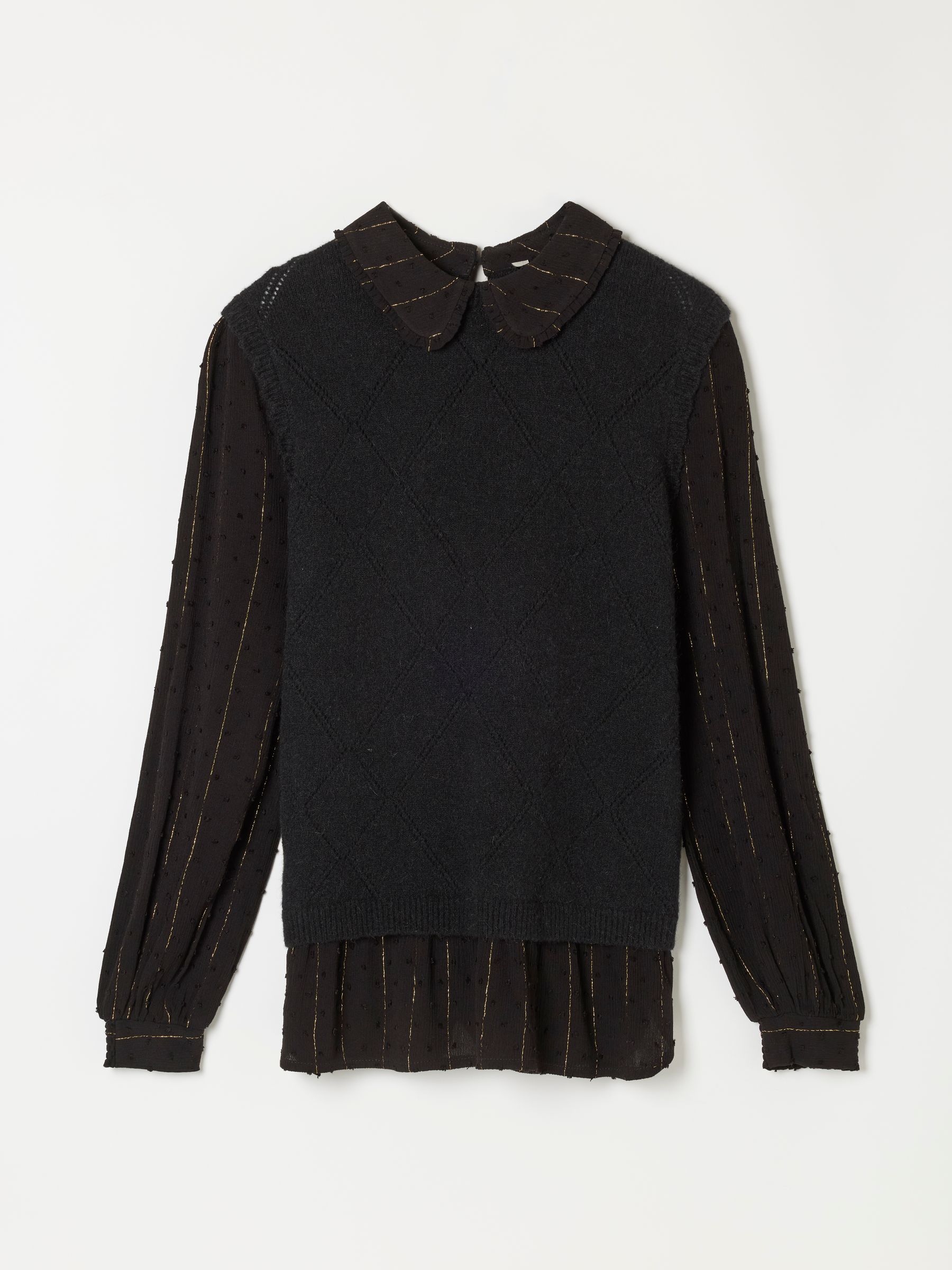 Pia Black Sparkle Double Layer Knitted Tank Shirt - Image 5 of 5