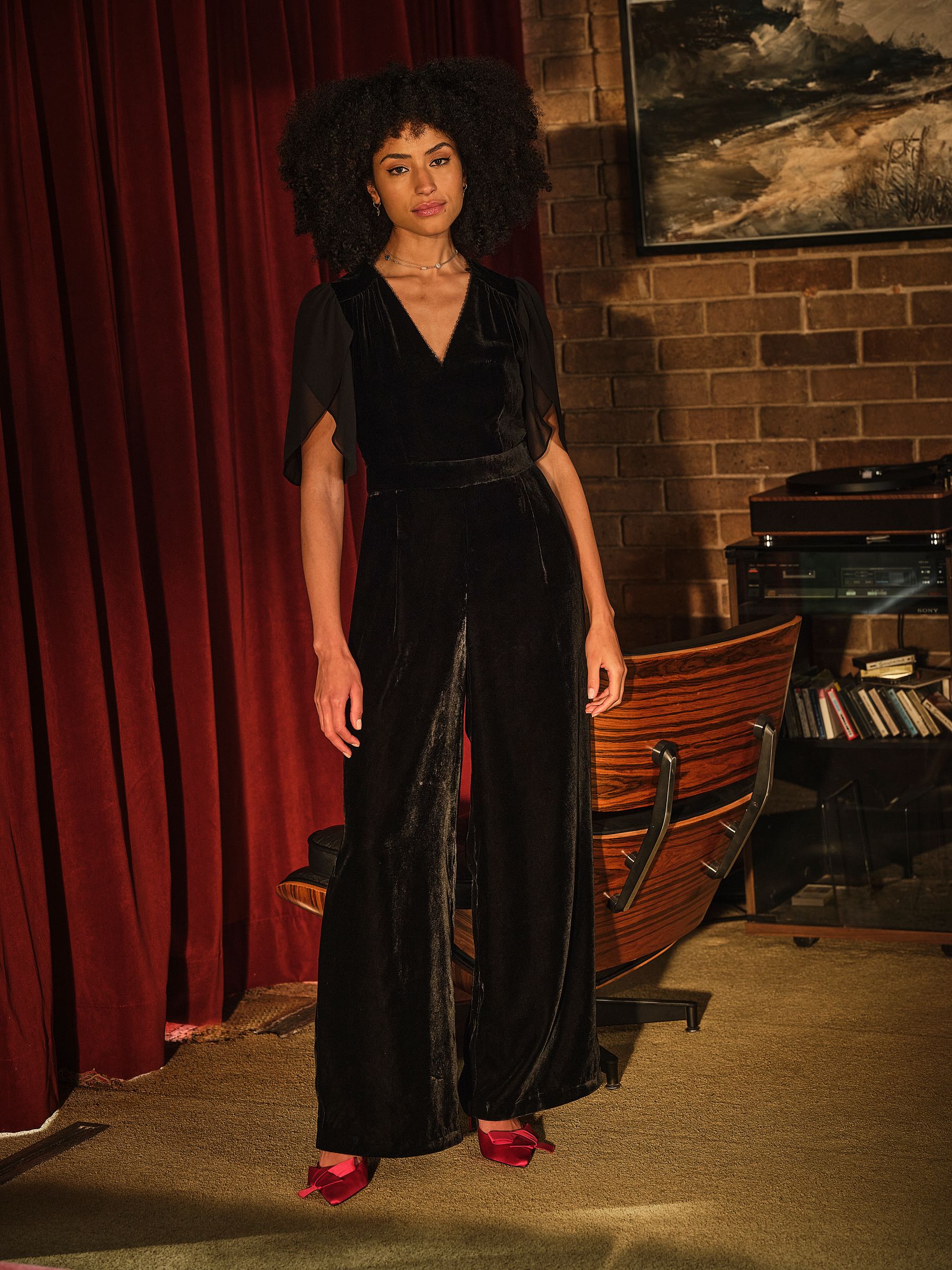 Black Opal Velvet Jumpsuit - Image 1 of 6