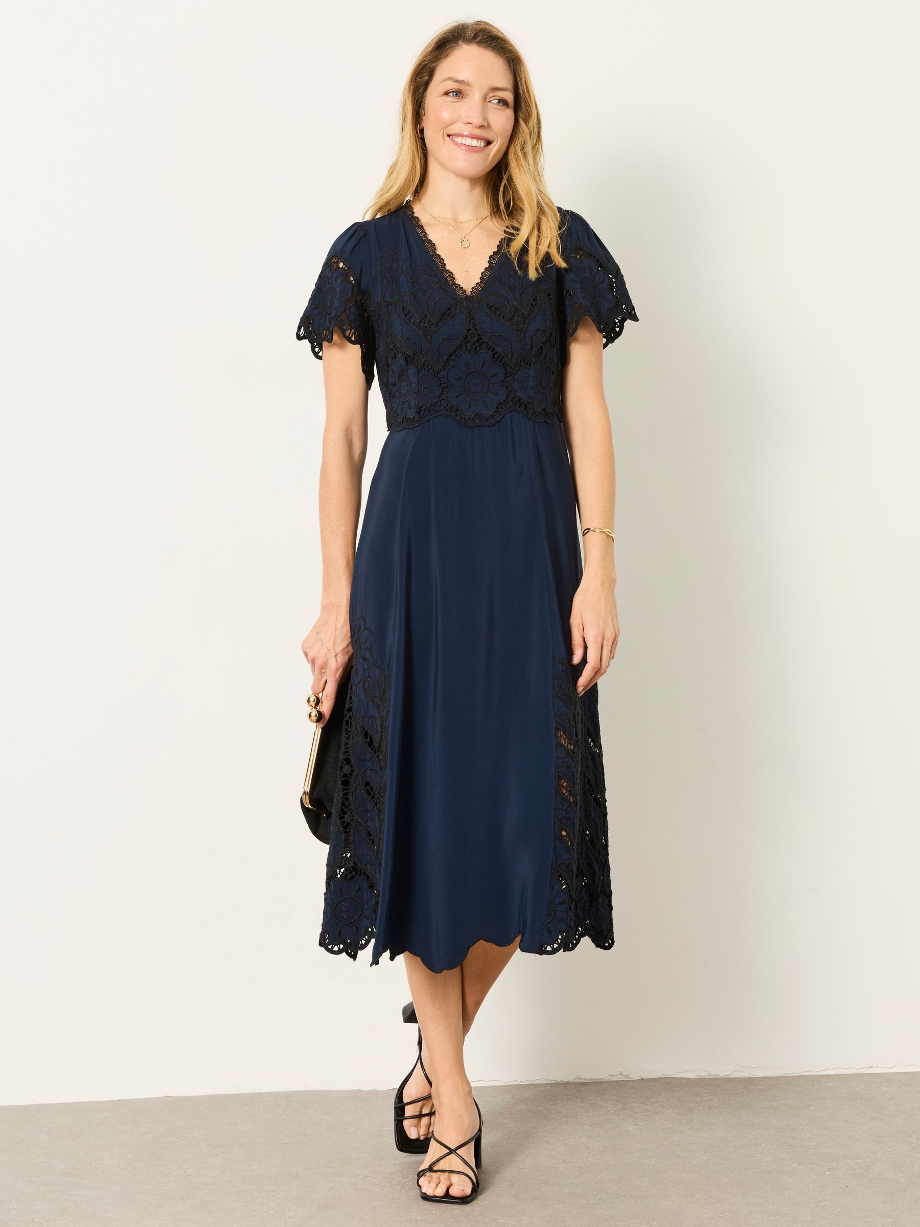 Maya Navy Lace Dress - Image 1 of 6 Maya Navy Lace Dress - Image 1 of 6