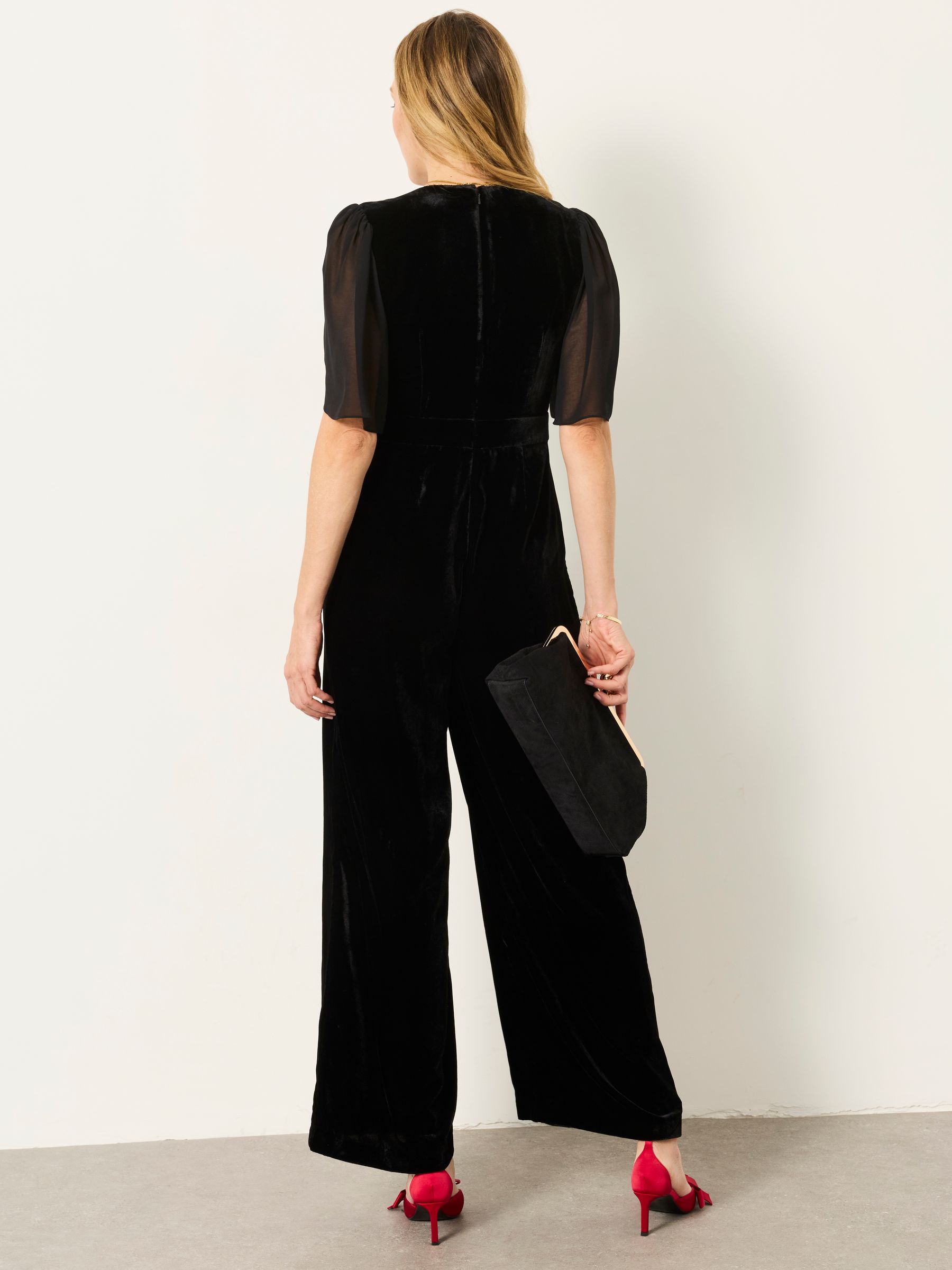 Black Petite Opal Velvet Jumpsuit - Image 2 of 5