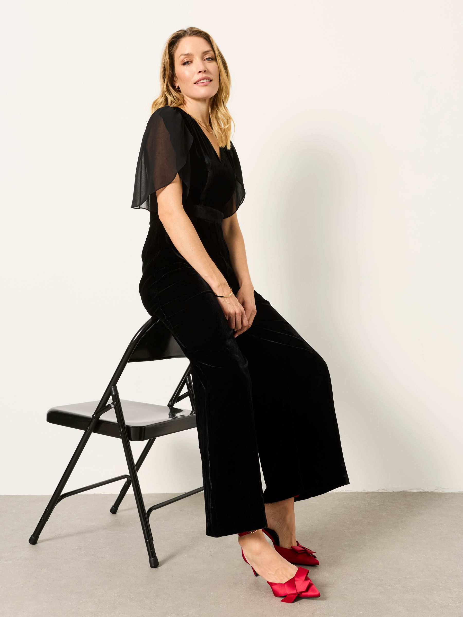 Black Petite Opal Velvet Jumpsuit - Image 5 of 5