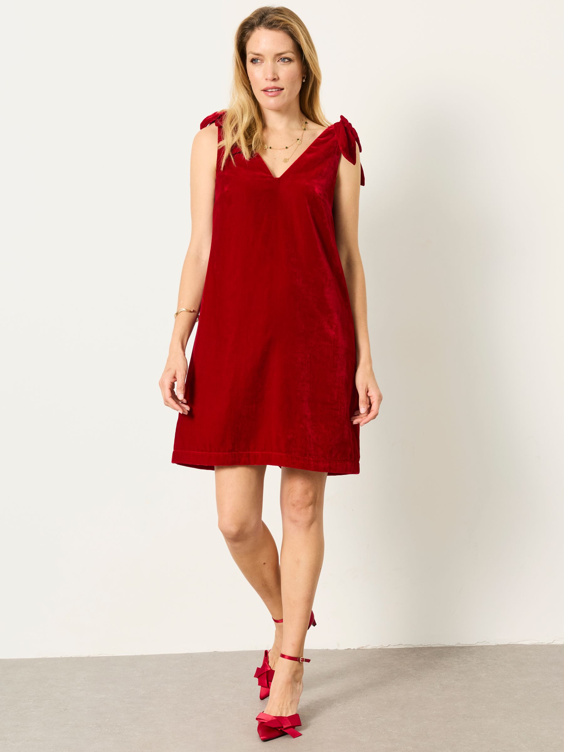 Nina Red Bow Detail Dress - Image 1 of 5