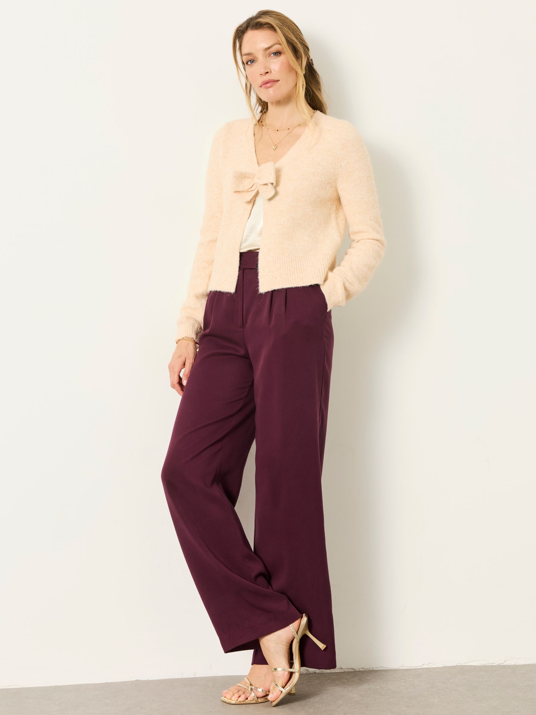 Ivory Sparkle Bow Front Cardigan - Image 4 of 5