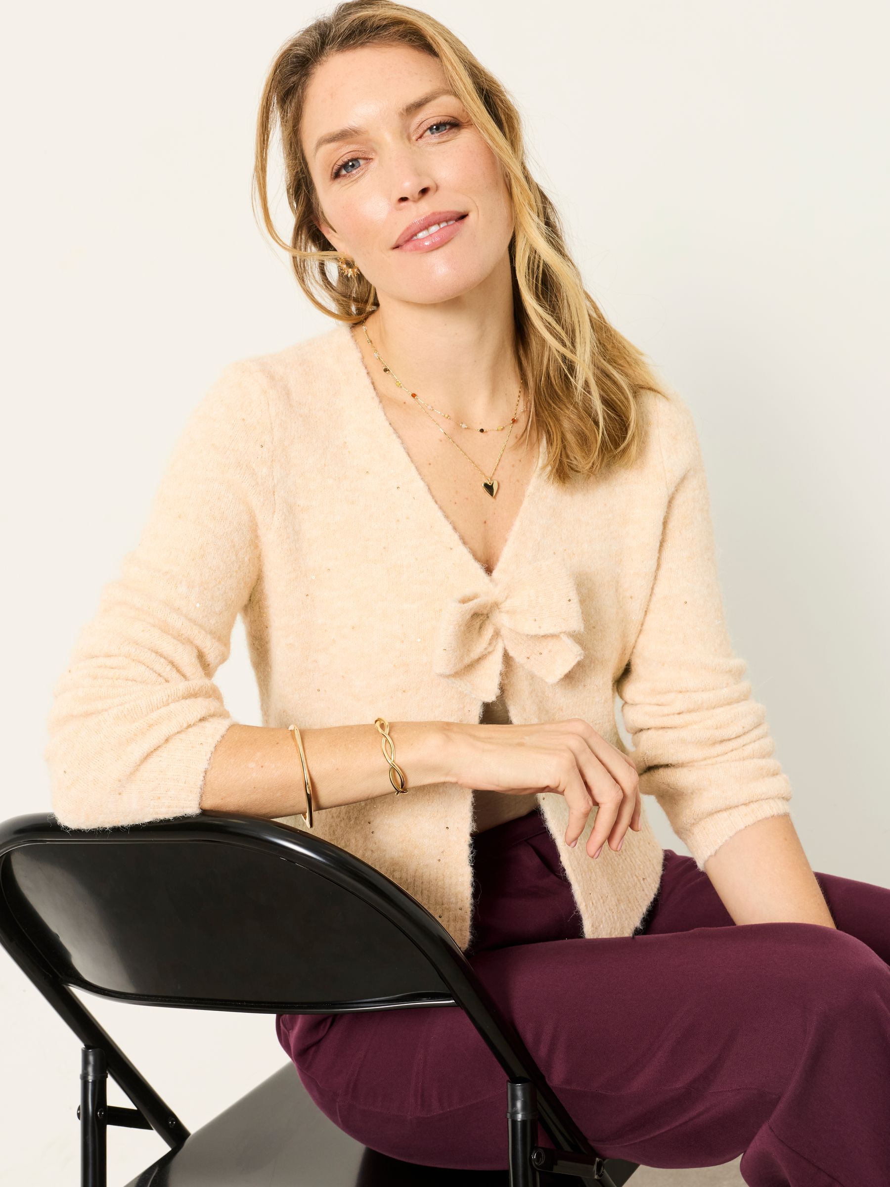 Ivory Sparkle Bow Front Cardigan - Image 5 of 5