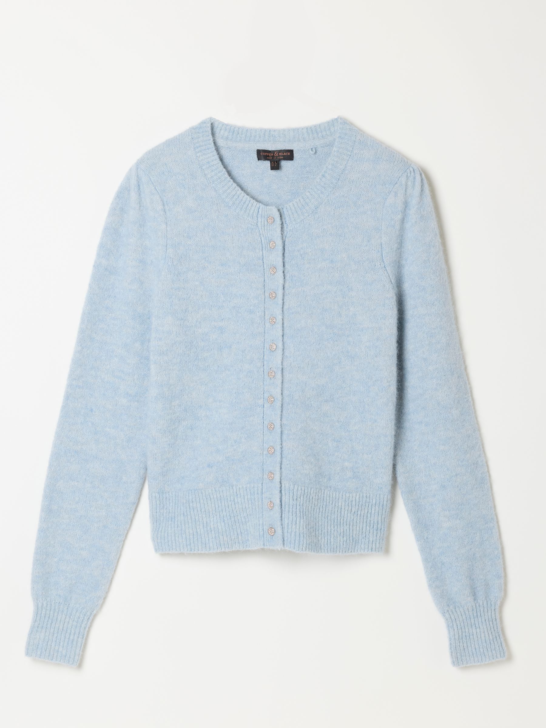 Sarah Pale Blue Sparkle Button Cardigan - Image 7 of 7