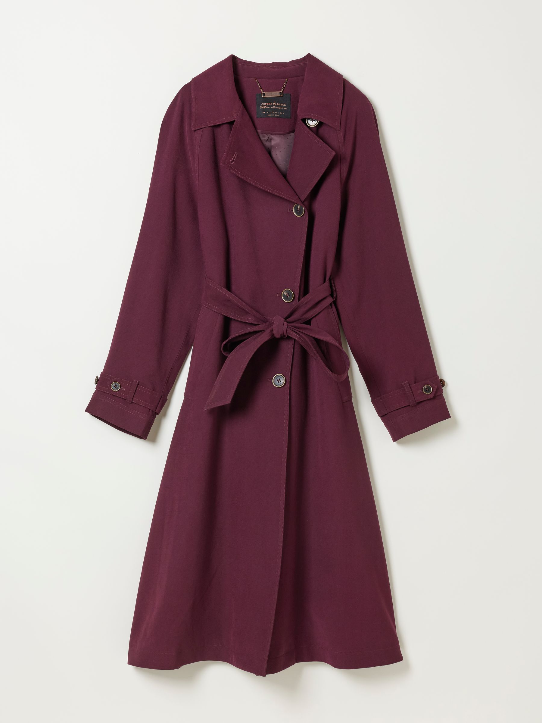 Sinead Wine Longline Trench Coat - Image 8 of 8