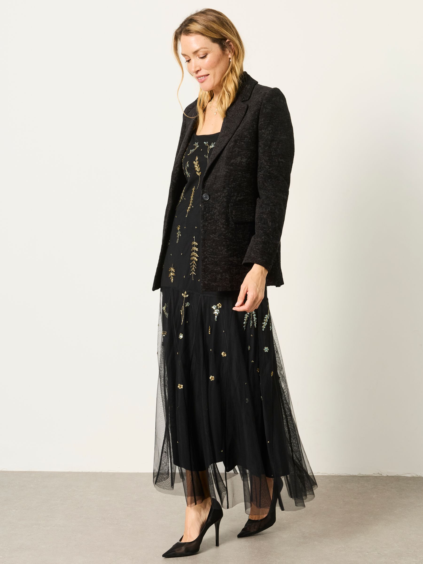 Lily Black Petite Jacquard Blazer - Image 3 of 7