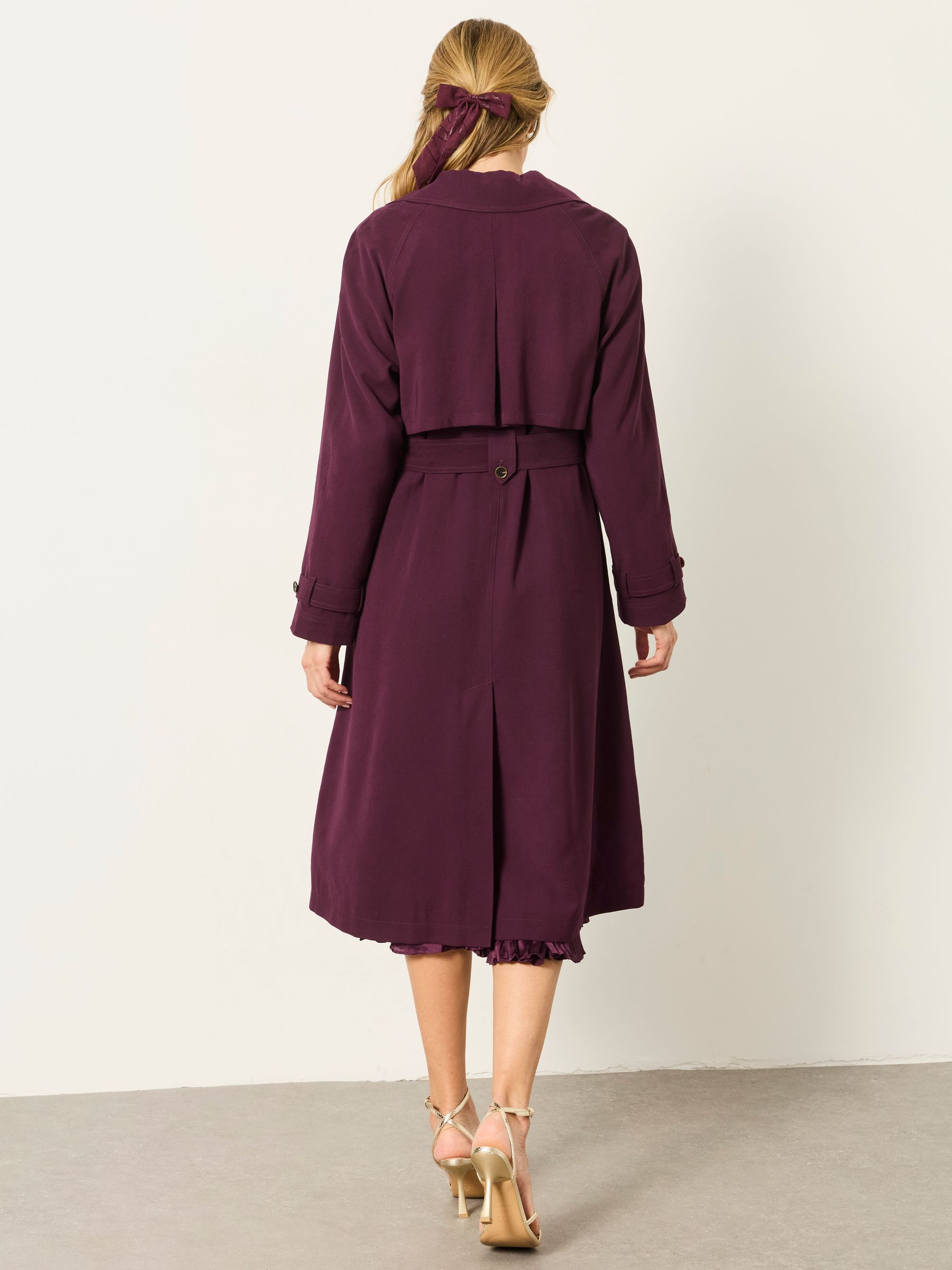Sinead Wine Petite Longline Trench Coat - Image 2 of 7