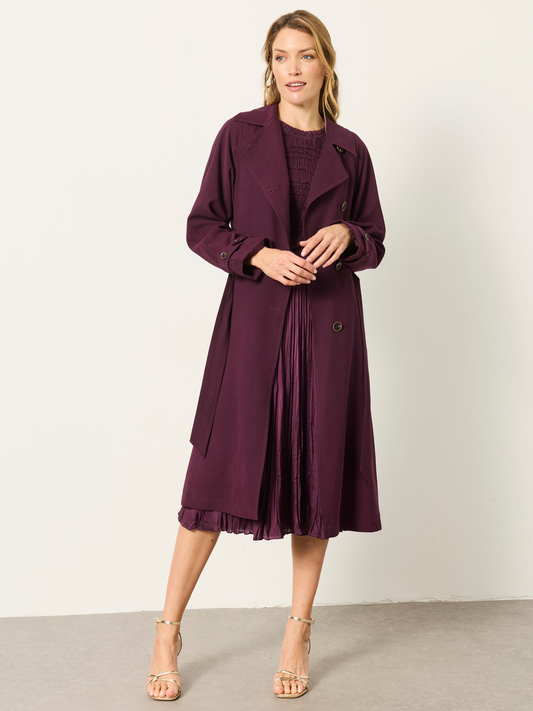 Sinead Wine Petite Longline Trench Coat - Image 4 of 7