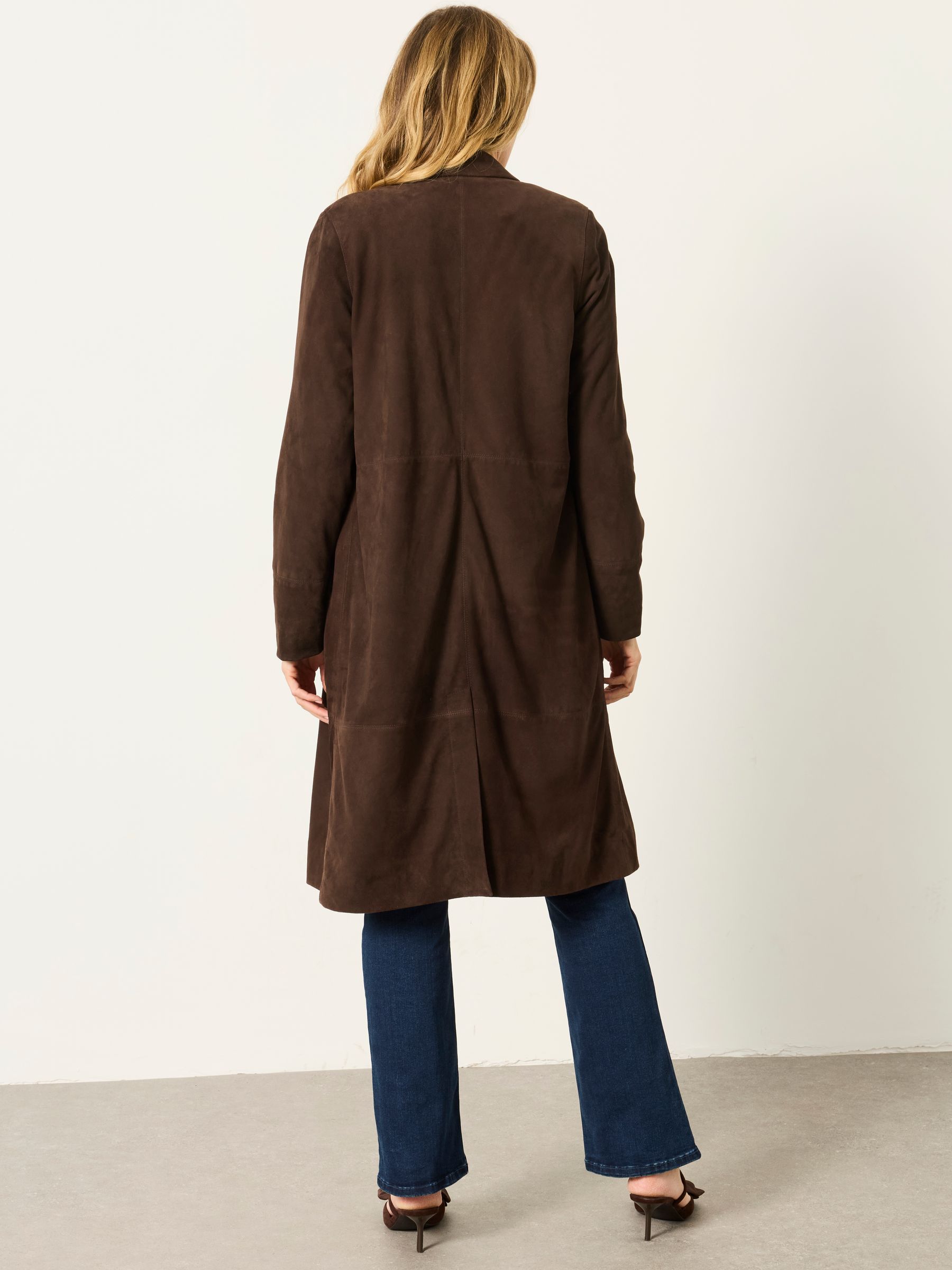 Chocolate Brown Lauren Long Suede Jacket - Image 3 of 6
