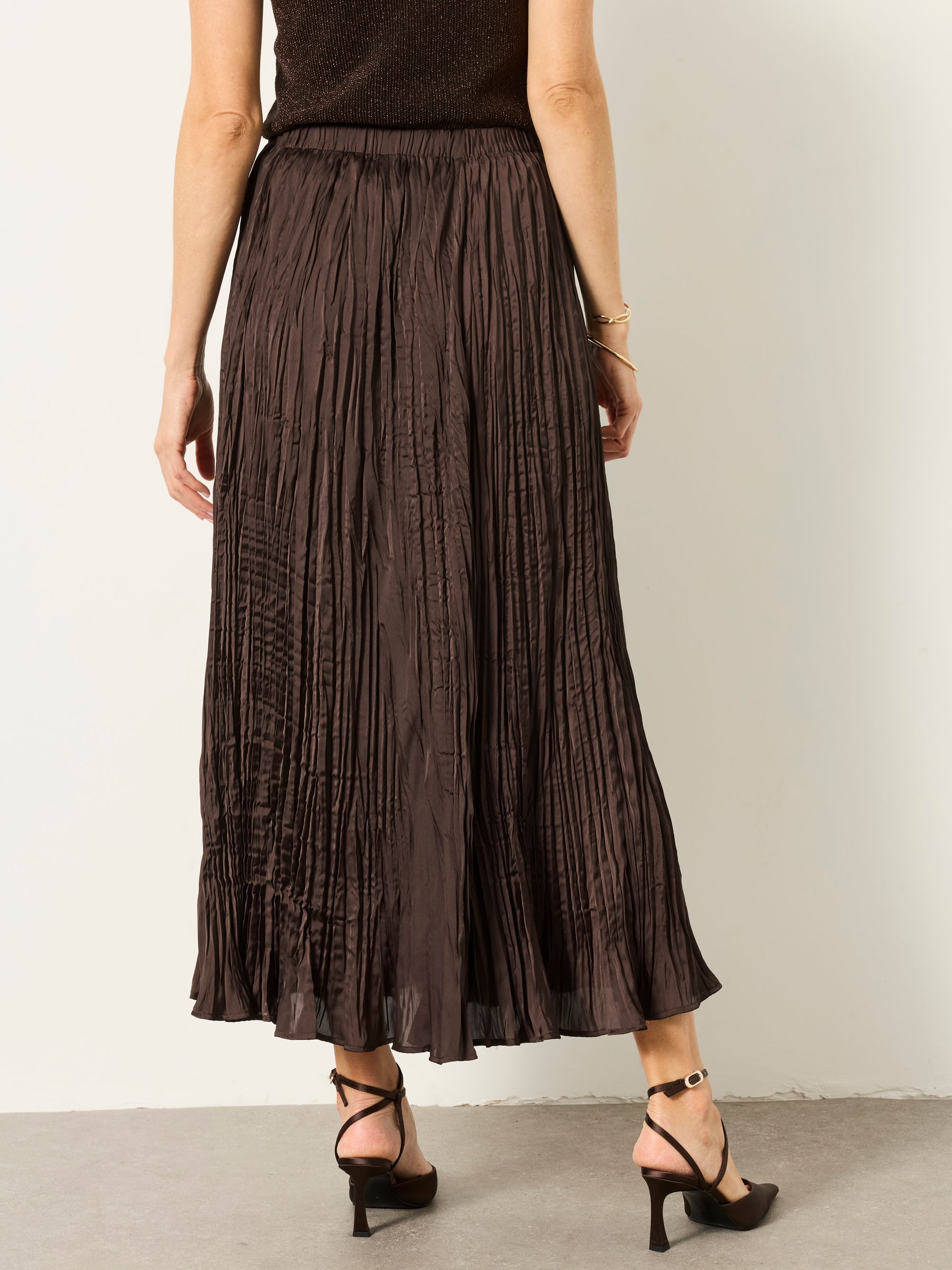 Coco Chocolate Brown Pleated Midi Skirt - Image 2 of 6