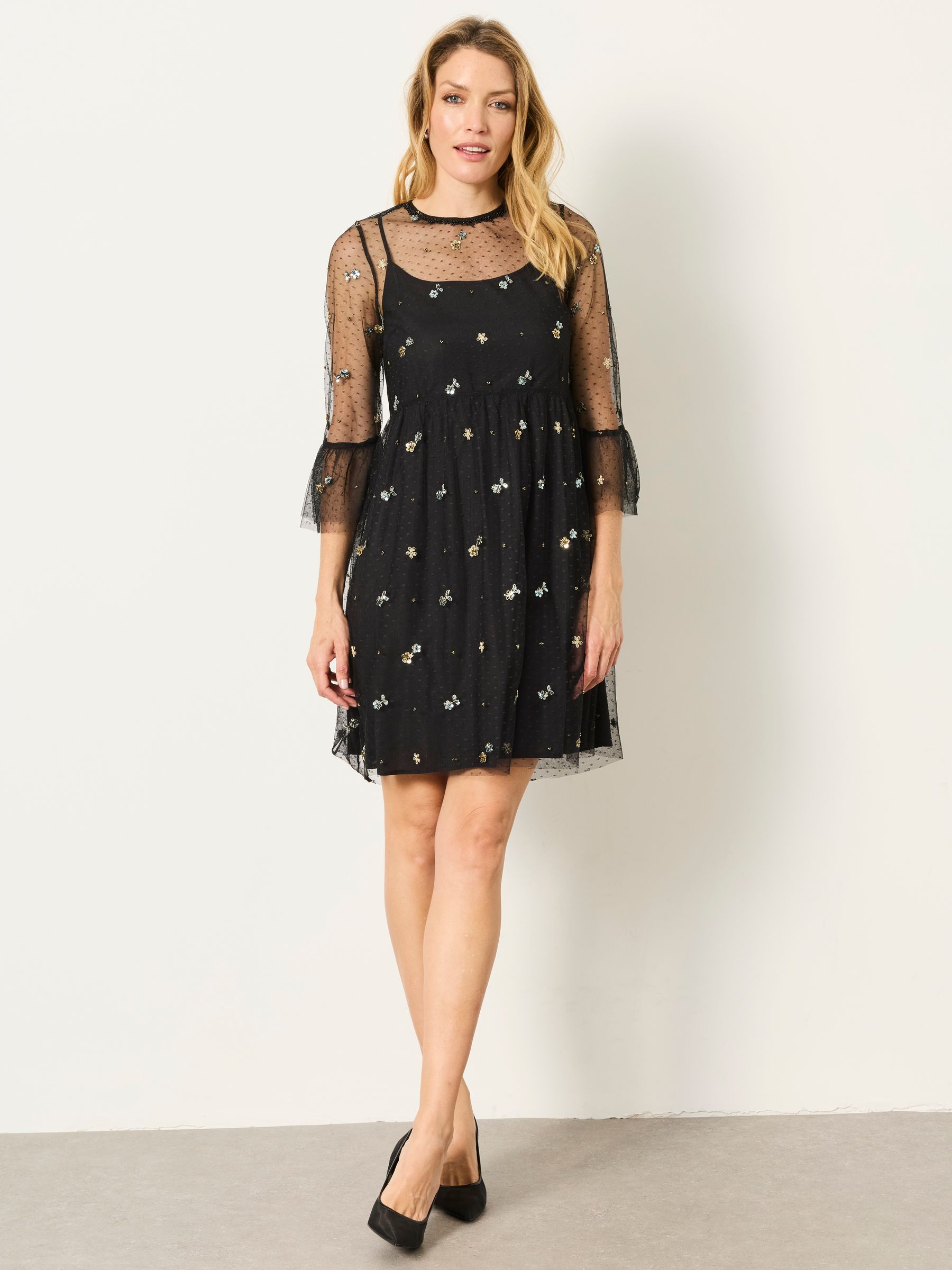 Black Mollie Beaded Dress - Image 2 of 7 Black Mollie Beaded Dress - Image 2 of 7