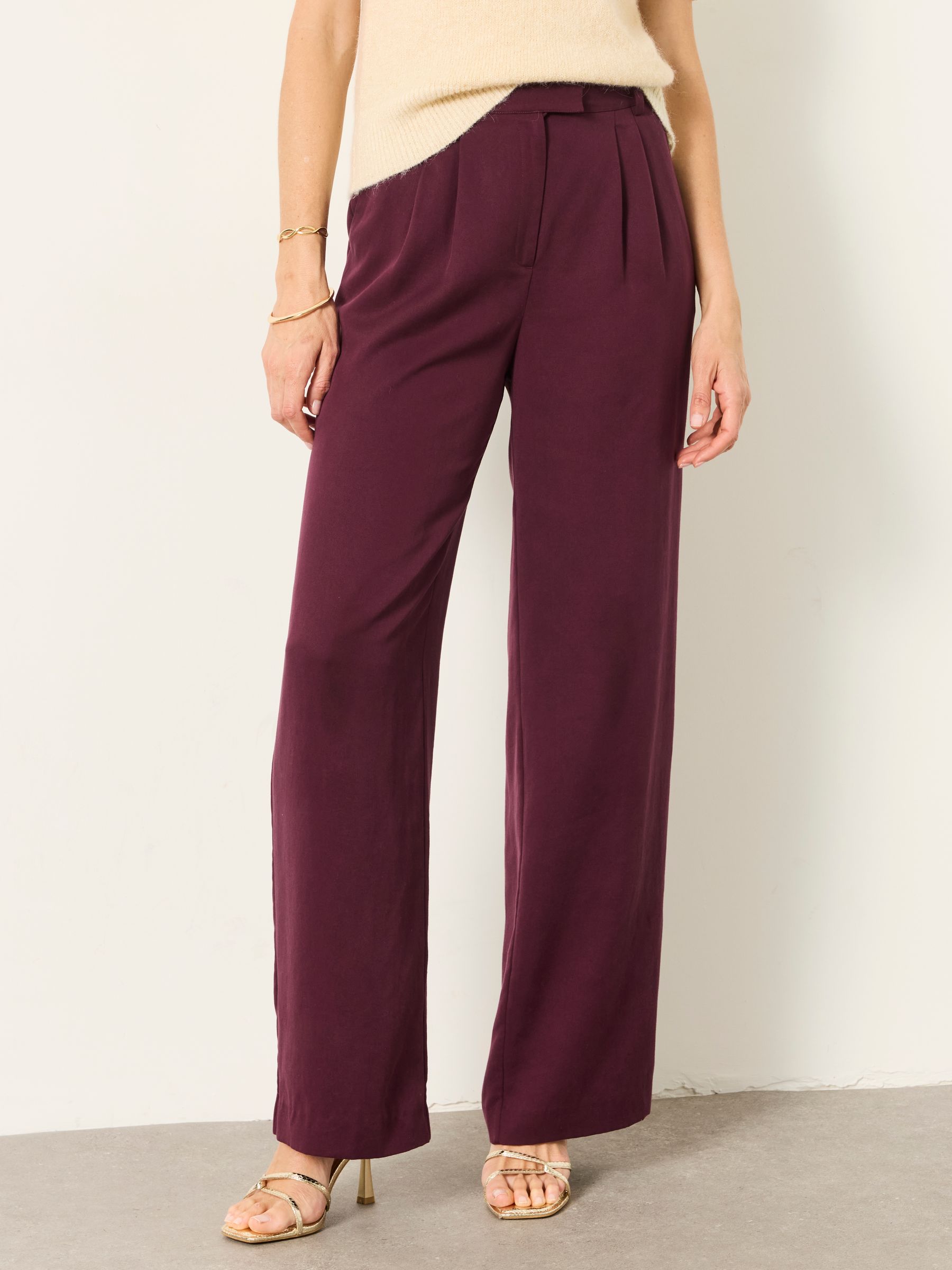 Orla Wine Wide Leg Trousers - Image 1 of 6