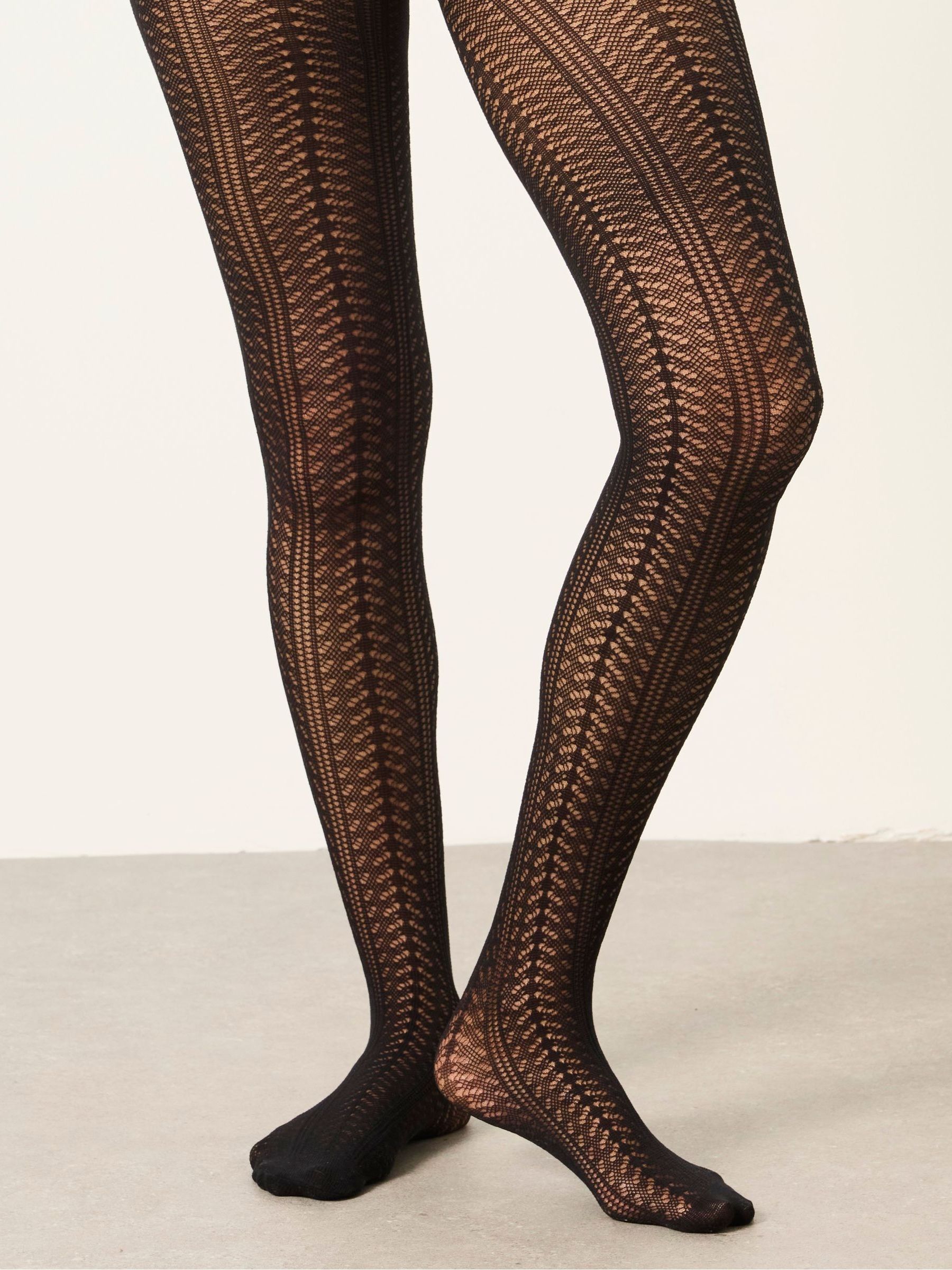 Black Pointelle Tights - Image 2 of 4