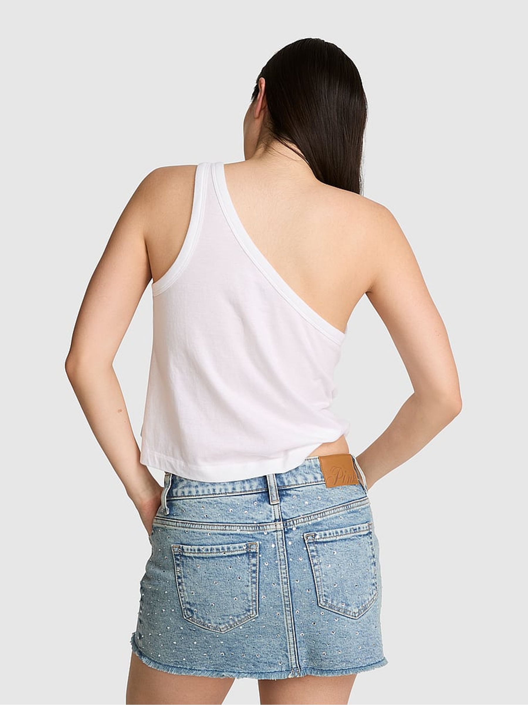 White Jersey One Shoulder Top - Image 2 of 2
