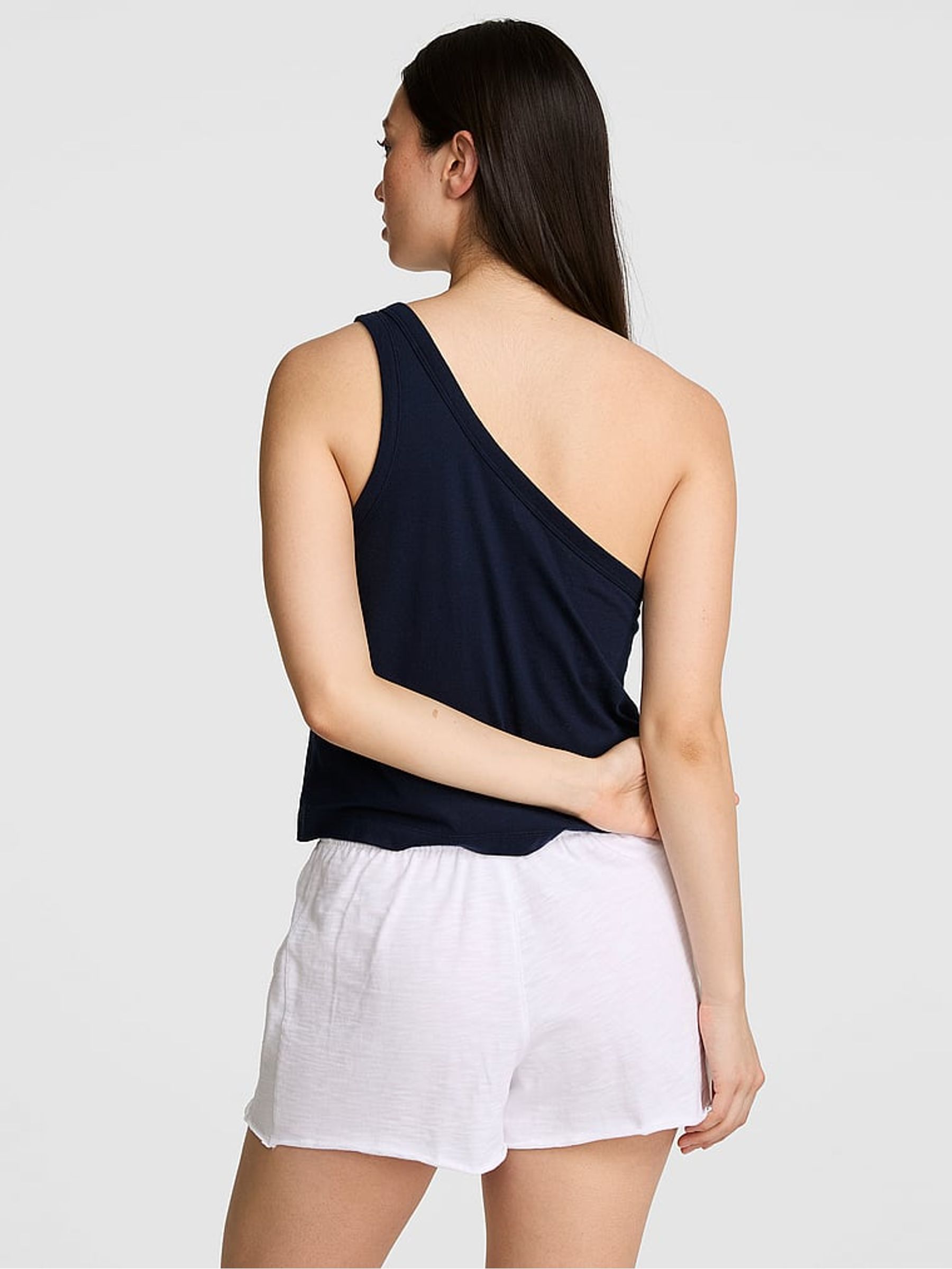 Noir Navy Blue Jersey One Shoulder Top - Image 2 of 2