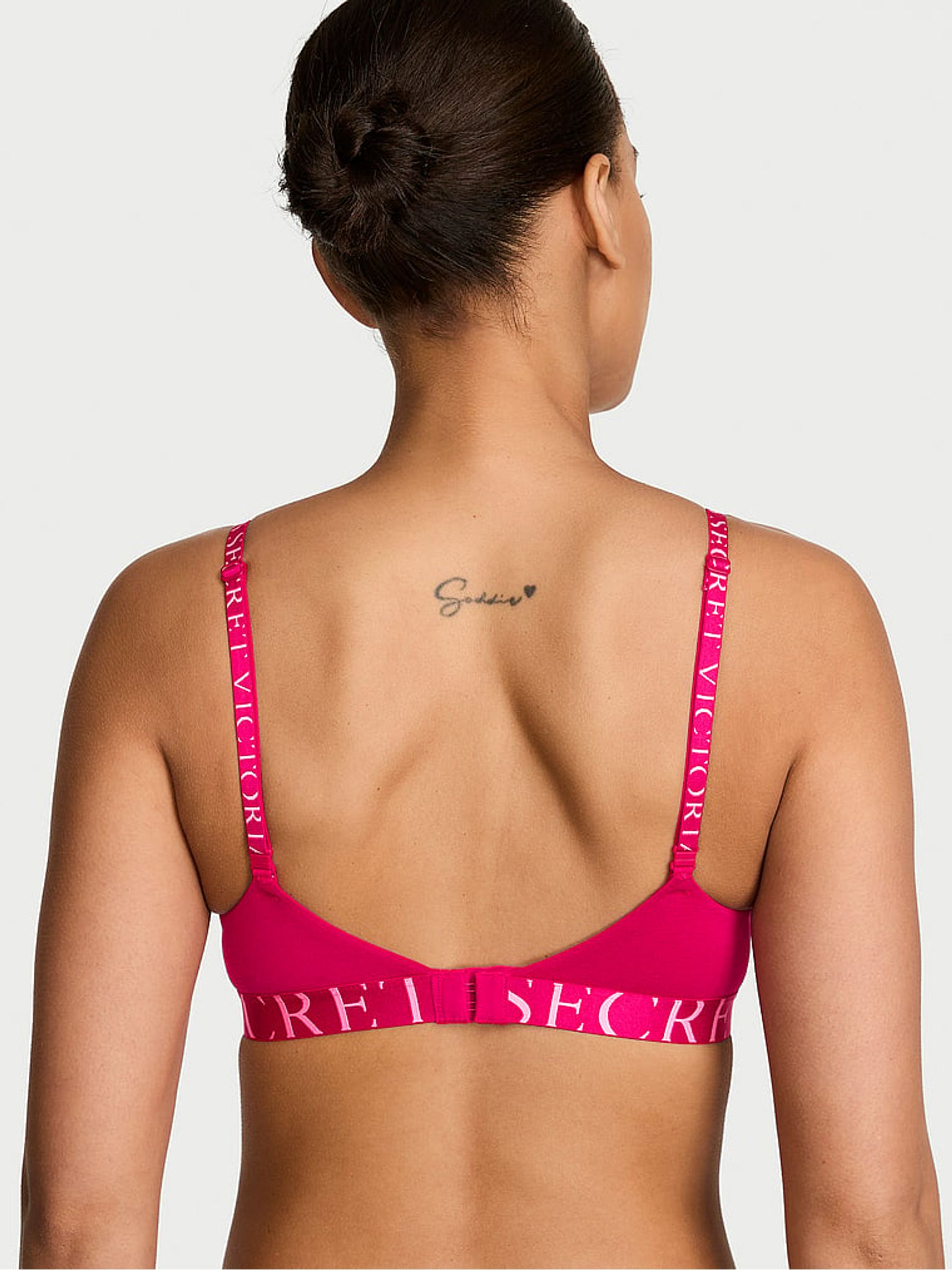 Vibrant Fuchsia Pink Lightly Lined Full Cup Cotton Exploded Logo Bra - Image 2 of 2