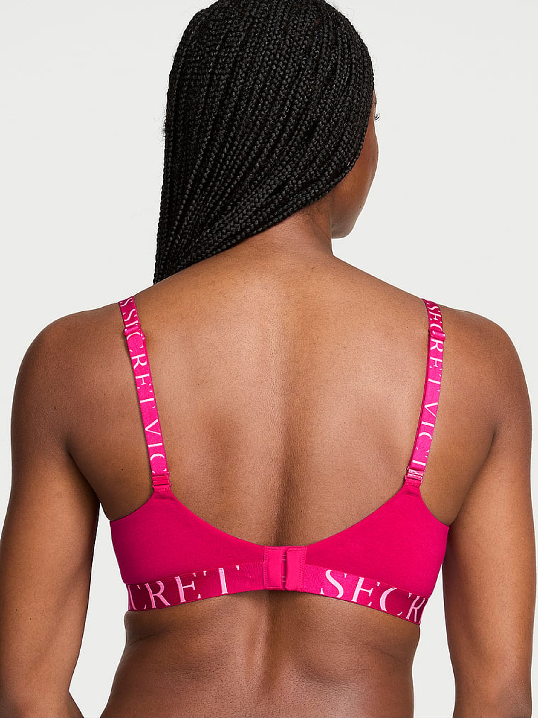 Vibrant Fuchsia Pink Lightly Lined Demi Cotton Exploded Logo Bra - Image 2 of 2