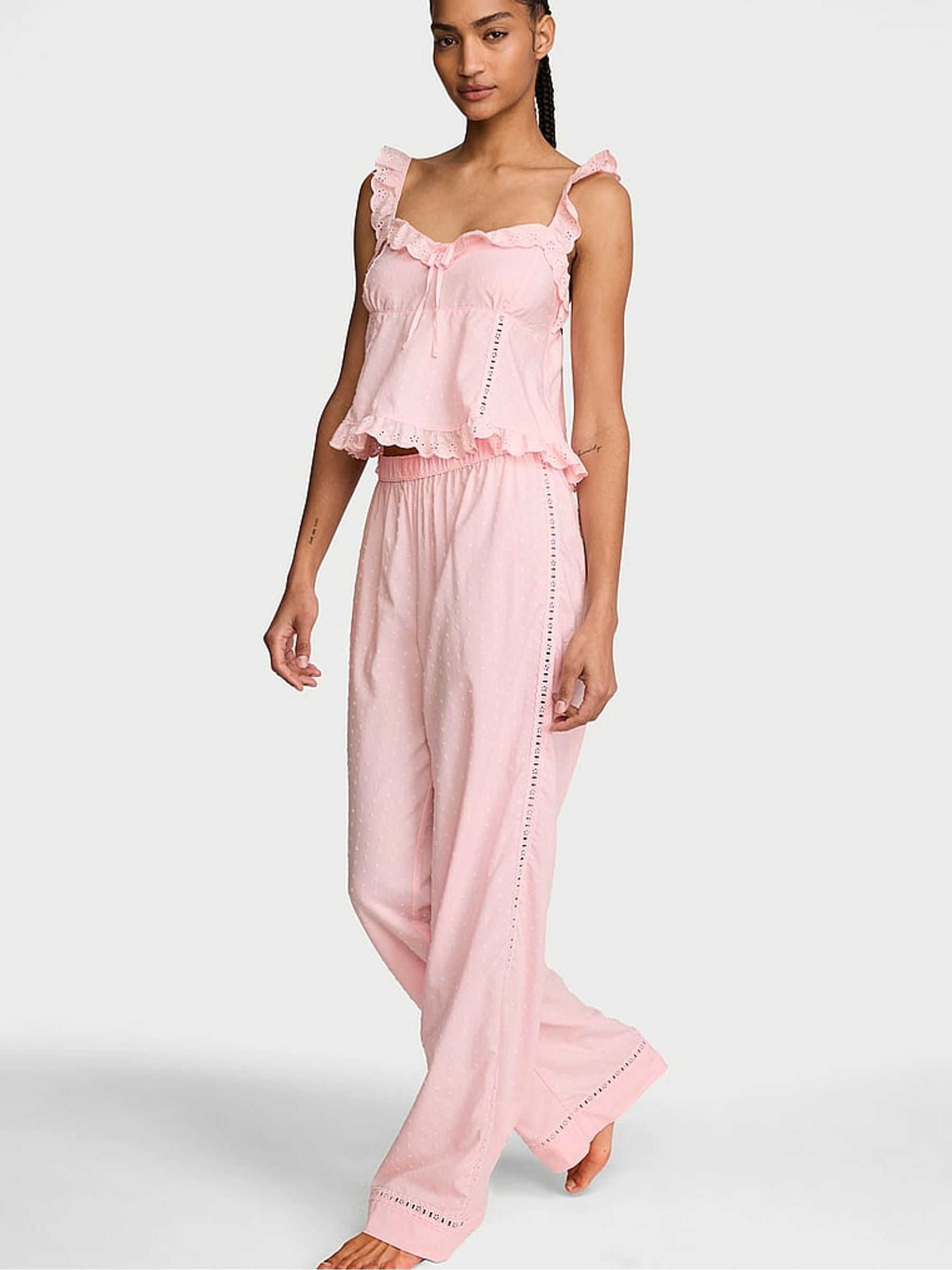 Angel Pink Polka Dot Cami Long Pyjamas Set - Image 2 of 3