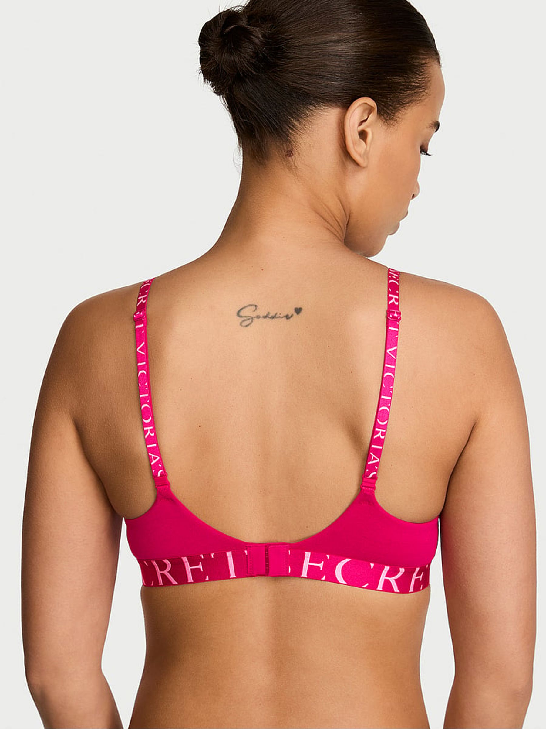 Vibrant Fuchsia Pink Full Cup Push Up Cotton Exploded Logo Bra - Image 2 of 3