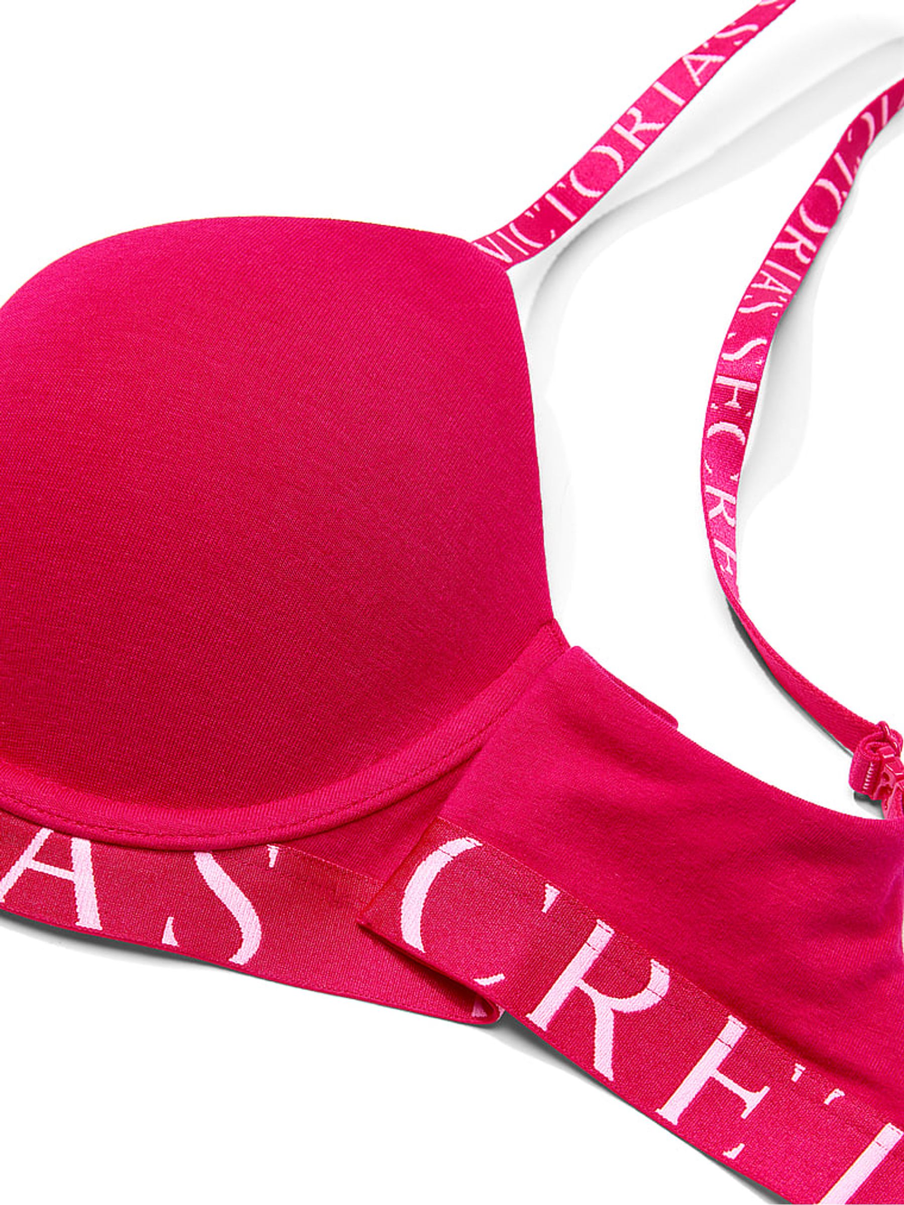 Vibrant Fuchsia Pink Full Cup Push Up Cotton Exploded Logo Bra - Image 3 of 3