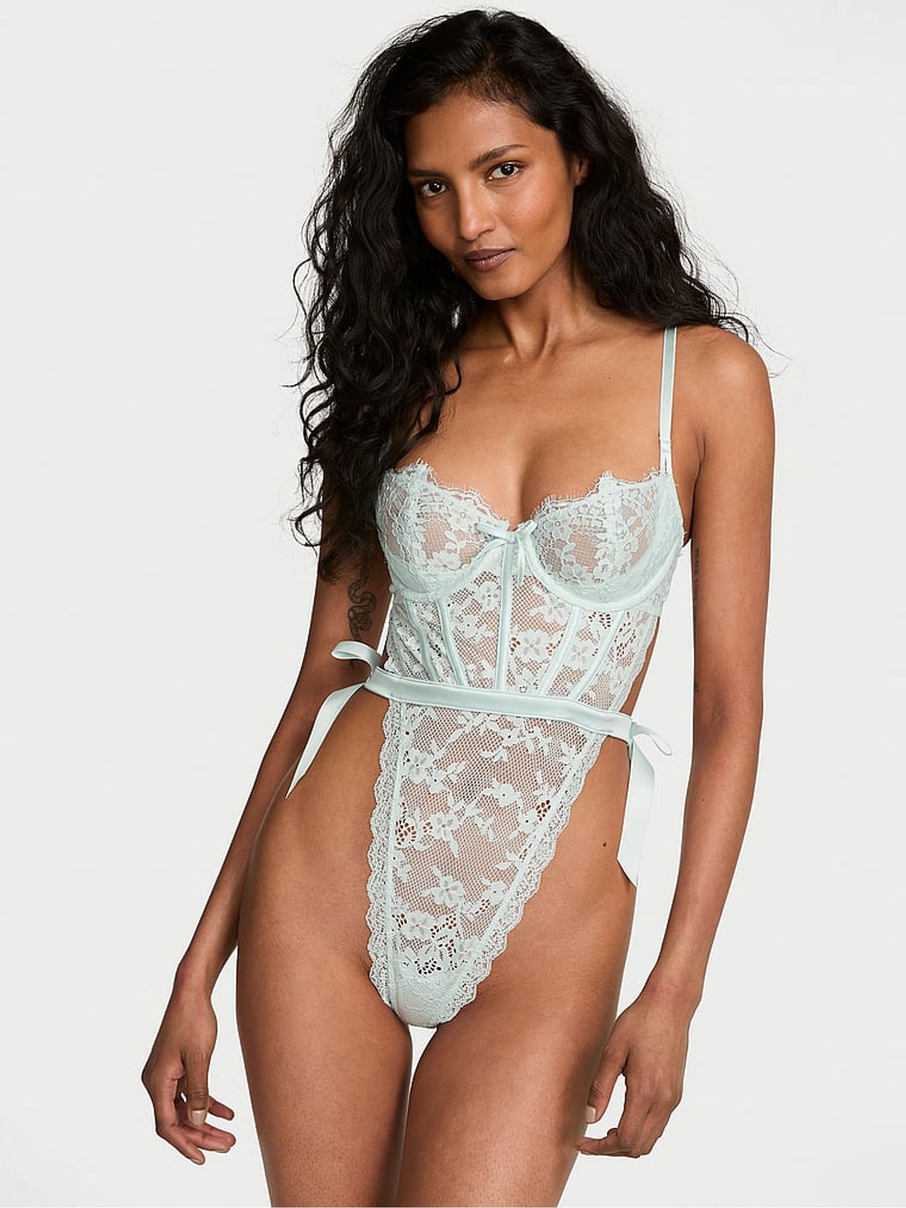 Bliss Blue Unlined Lace Balcony Bodysuit - Image 1 of 2