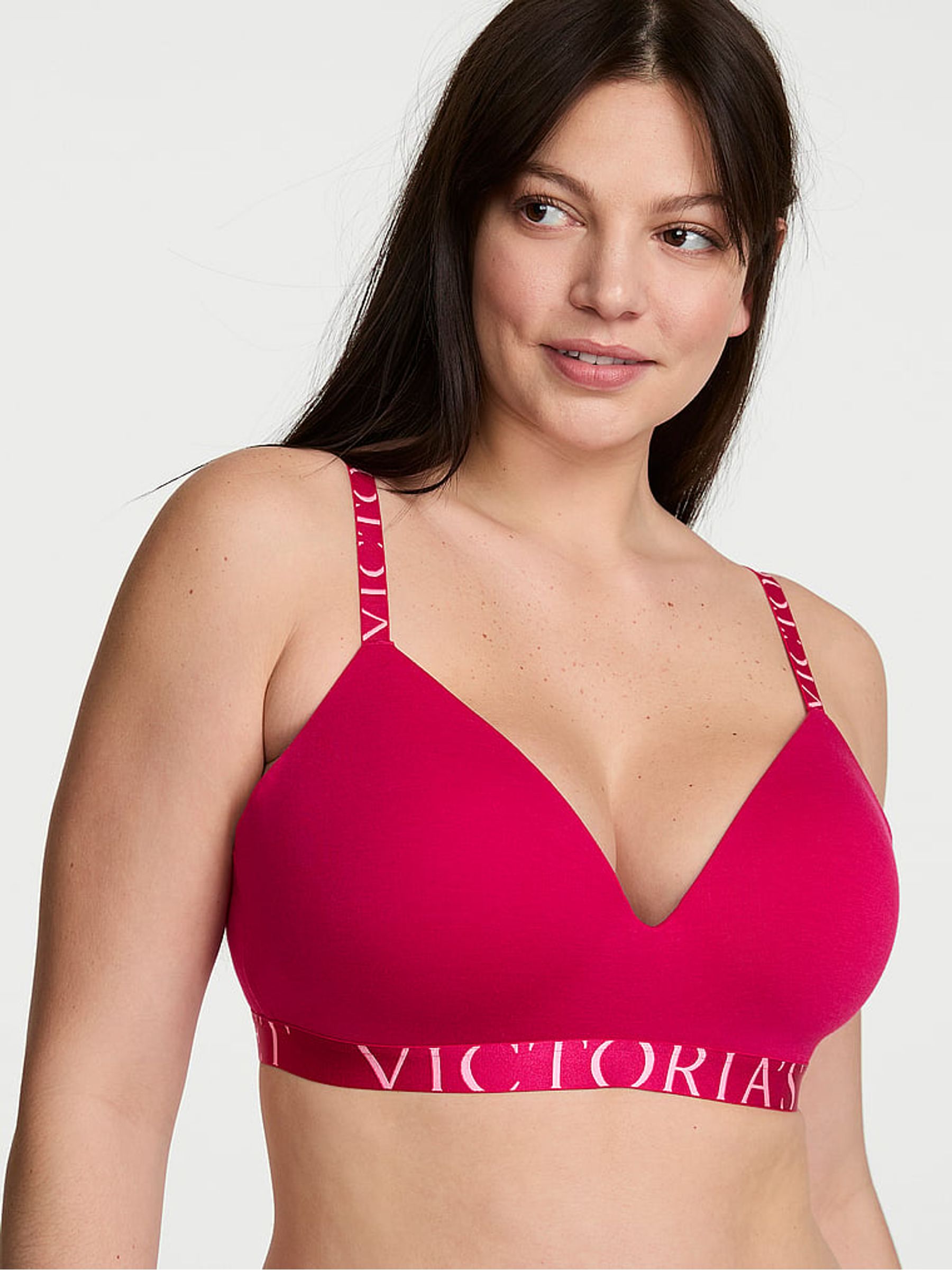 Vibrant Fuchsia Pink Lightly Lined Non Wired Cotton Exploded Logo Bra - Image 1 of 2