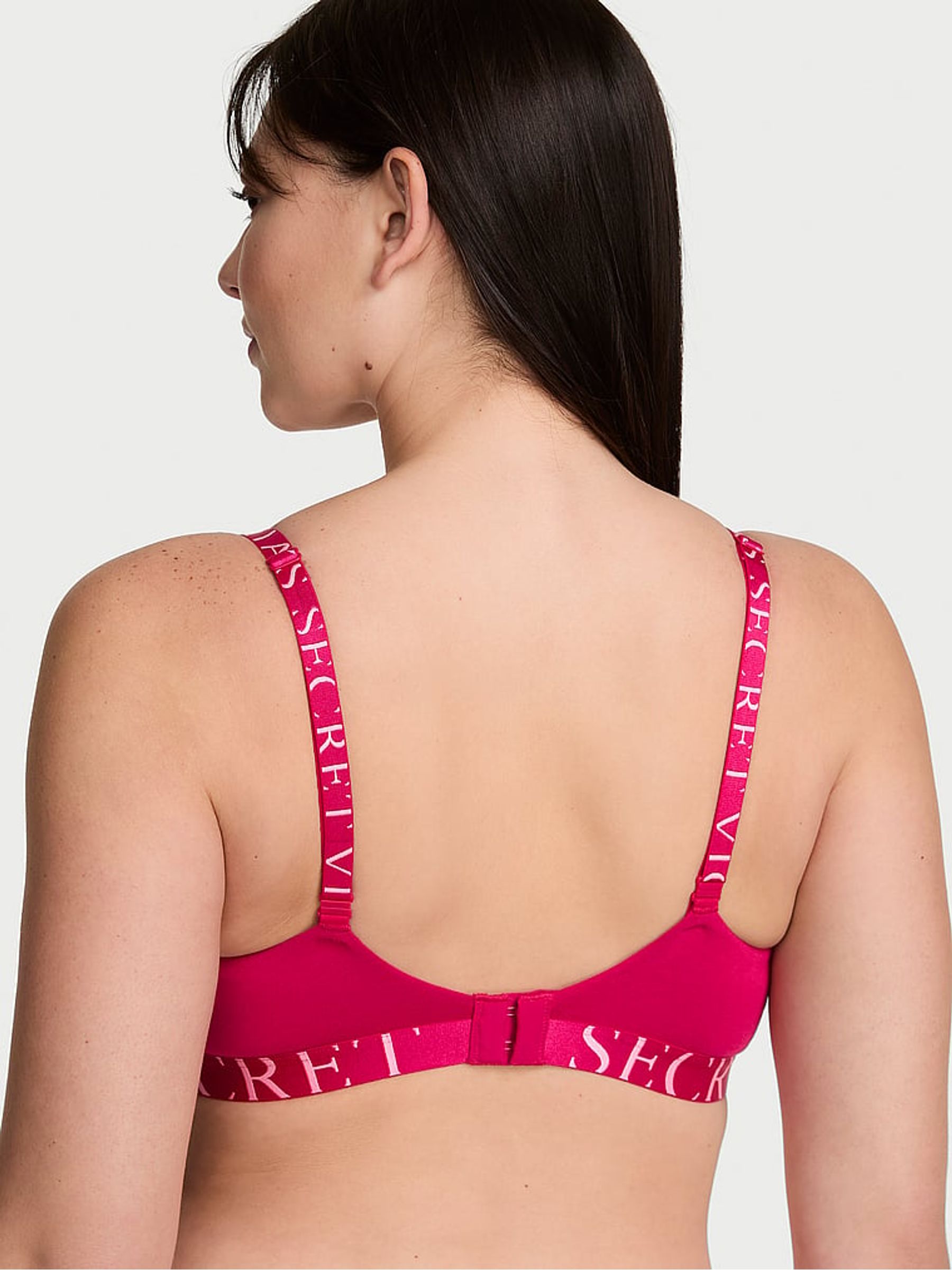 Vibrant Fuchsia Pink Lightly Lined Non Wired Cotton Exploded Logo Bra - Image 2 of 2