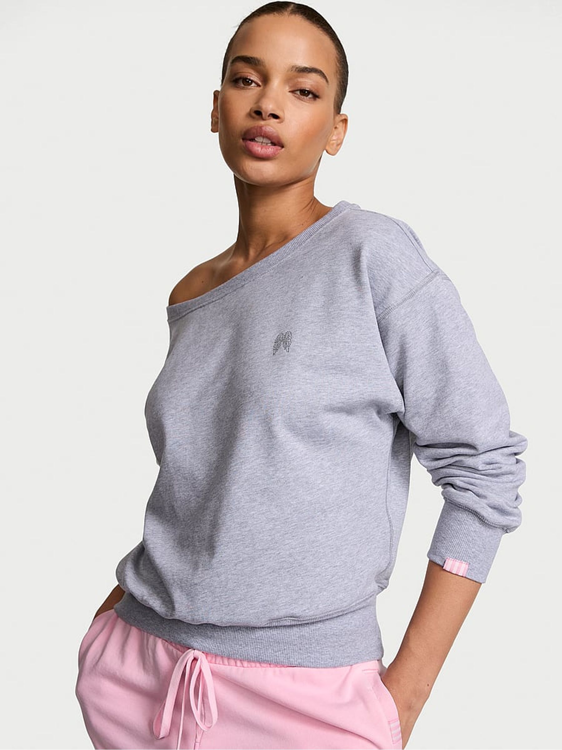 Medium Heather Grey Terry Boatneck Sweatshirt - Image 1 of 3
