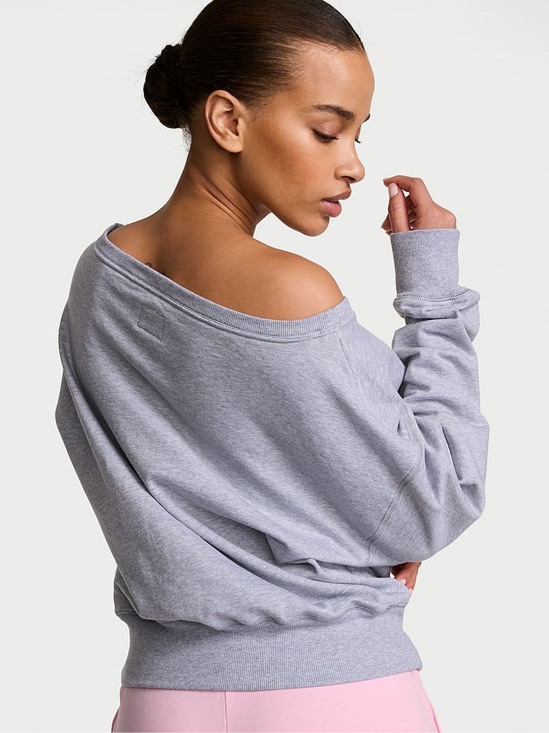 Medium Heather Grey Terry Boatneck Sweatshirt - Image 2 of 3