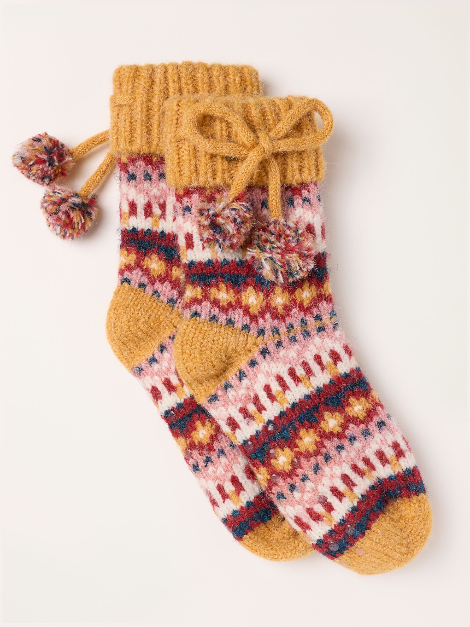 Fairisle Slipper Socks in Mustard - Image 1 of 2 Fairisle Slipper Socks in Mustard - Image 1 of 2